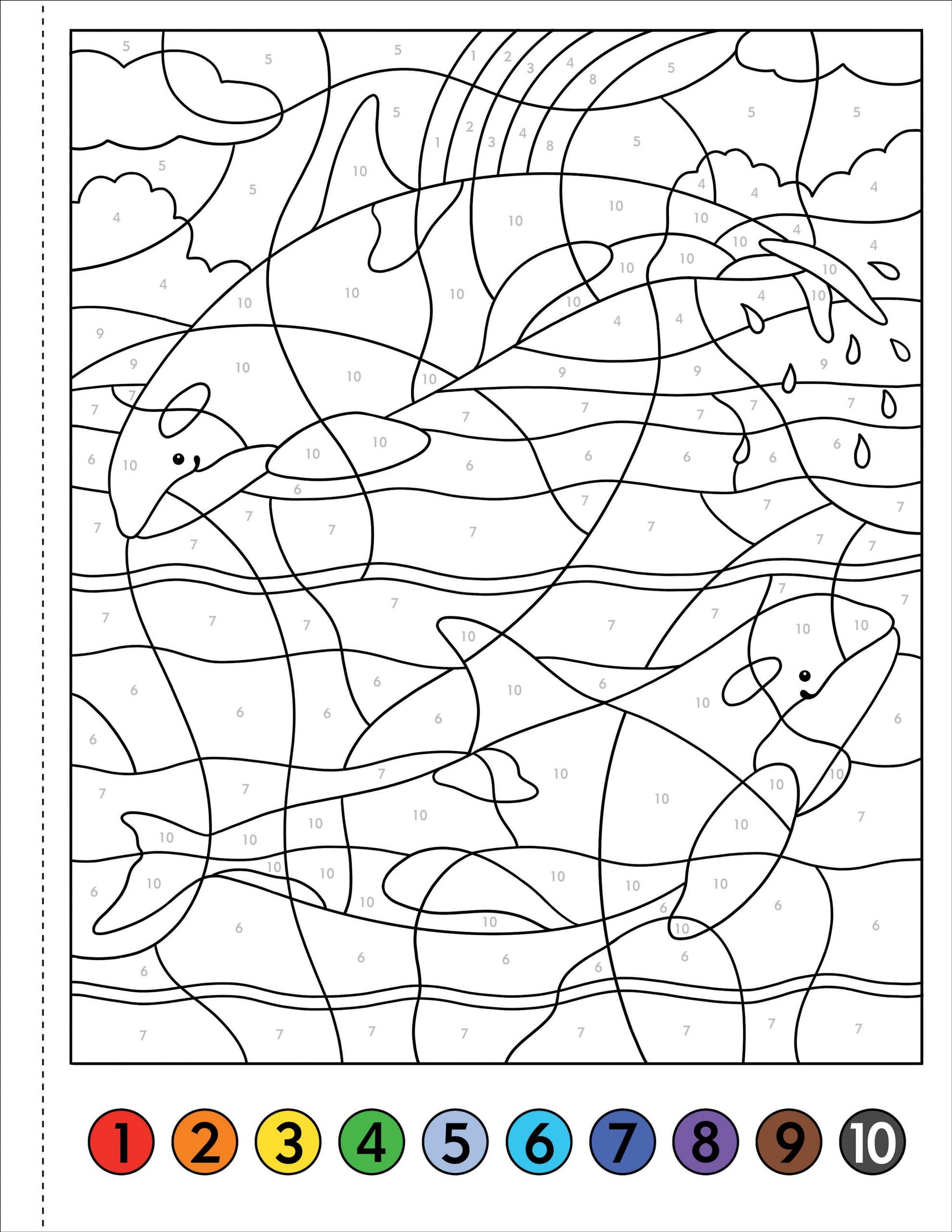 Color-By-Number! Under The Sea (50 Unique, One -Sided Designs)