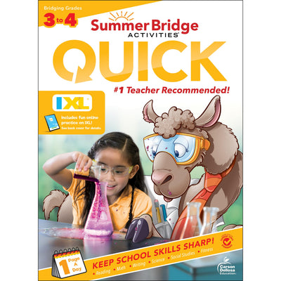 Summer Bridge Activities Quick 3rd to 4th Grade Workbook, Activity Book With Math, Language Arts, Social Studies, Science, Fitness, Reading Comprehension, Handwriting, and Reinforcement Learning