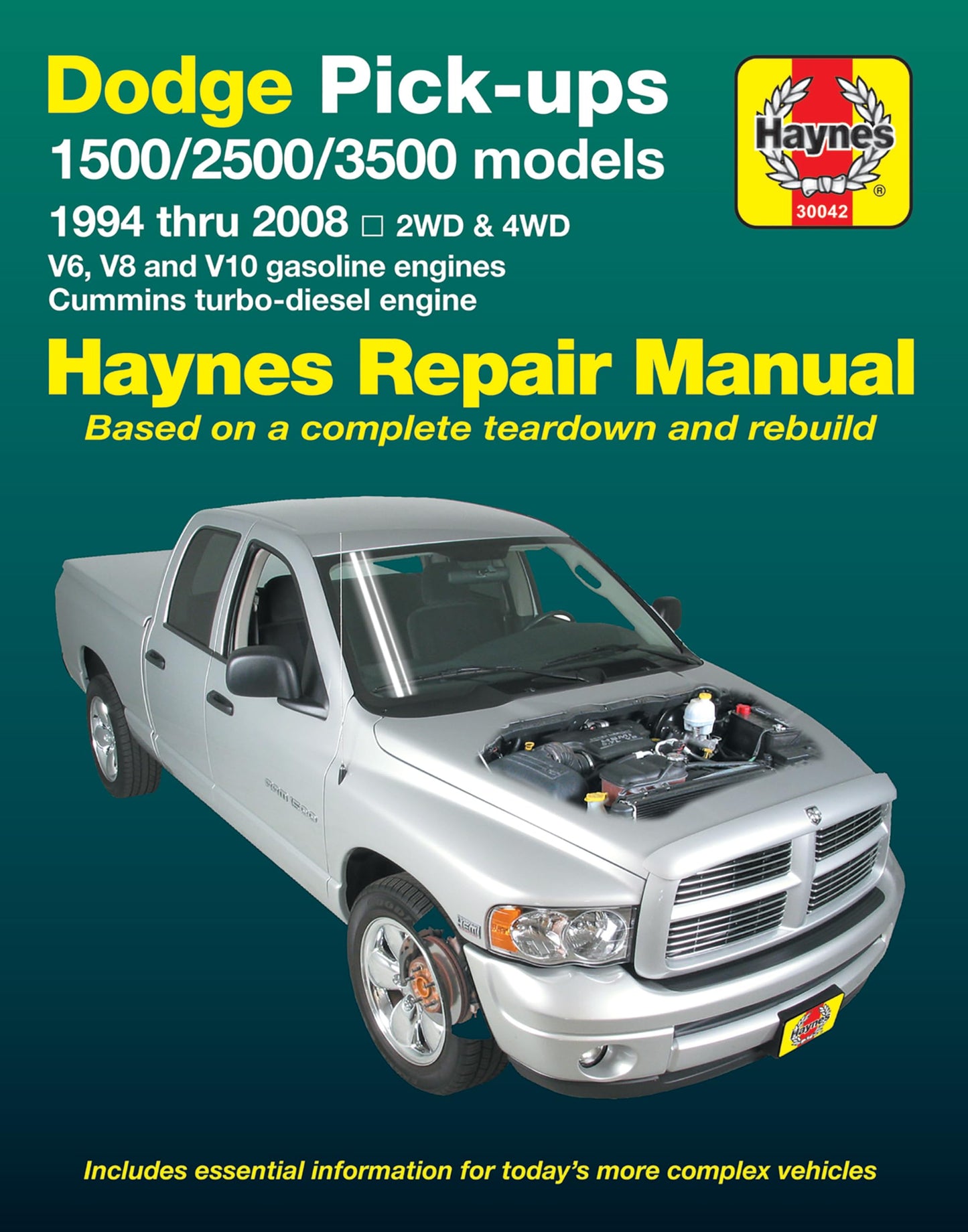Dodge 1500, 2500 & 3500 Pick-Ups (94-08) with V6, V8 & V10 Gas & Cummins Turbo-Diesel, 2WD & 4WD Haynes Repair Manual (Does Not Include Information Specific to SRT-10 Models.)