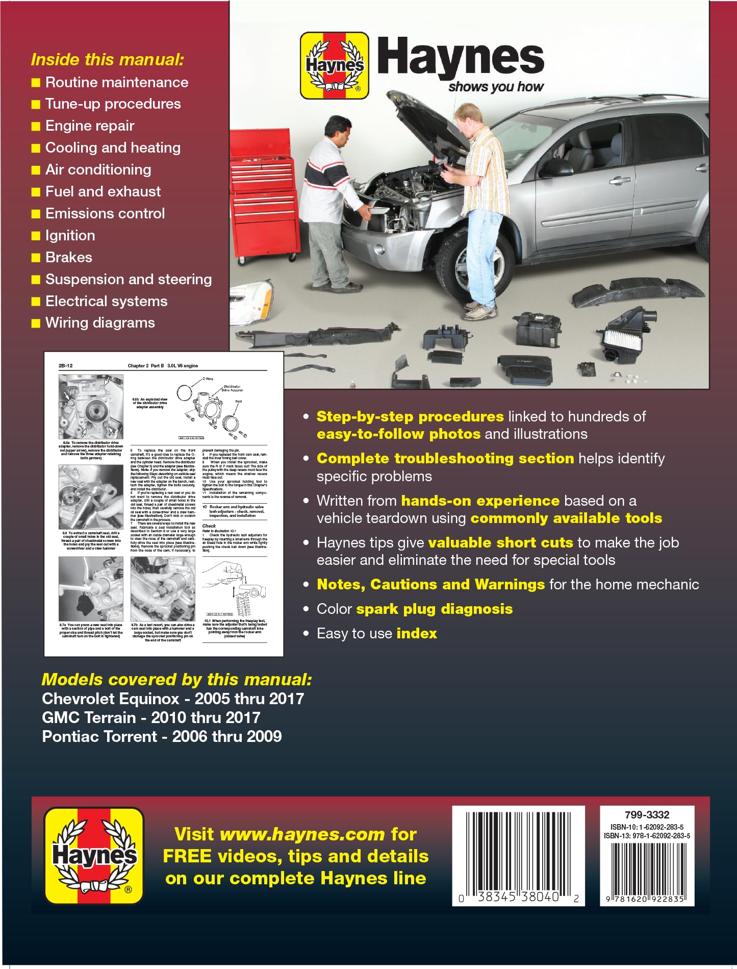 Chevrolet Equinox (05-17), GMC Terrain (10-17) & Pontiac Torrent (06-09) Haynes Repair Manual