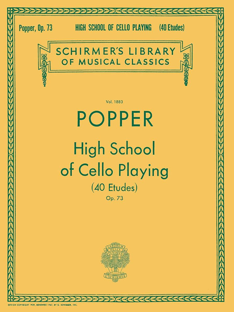 David Popper - High School of Cello Playing, Op. 73  Schirmer Library of Classics Vol. 1883  Cello Technique and Etudes  Classical Sheet Music and Songbook