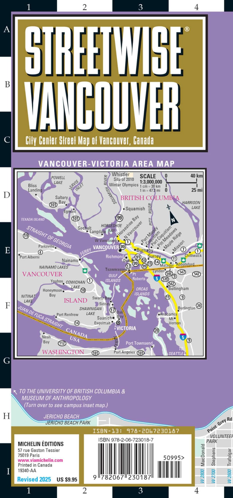 Streetwise Vancouver Map - Laminated City Center Street Map of Vancouver, Canada (Michelin Streetwise Maps)