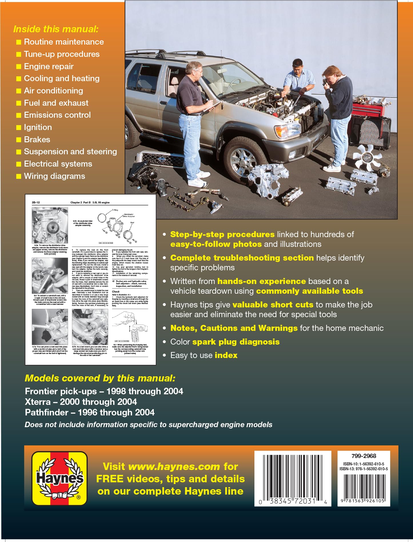 Nissan Fronitier Pickup 1998 thru 2004, Pathfinder 1996 thru 2004 & XTerra 2000 thru 2004 Haynes Repair Manual