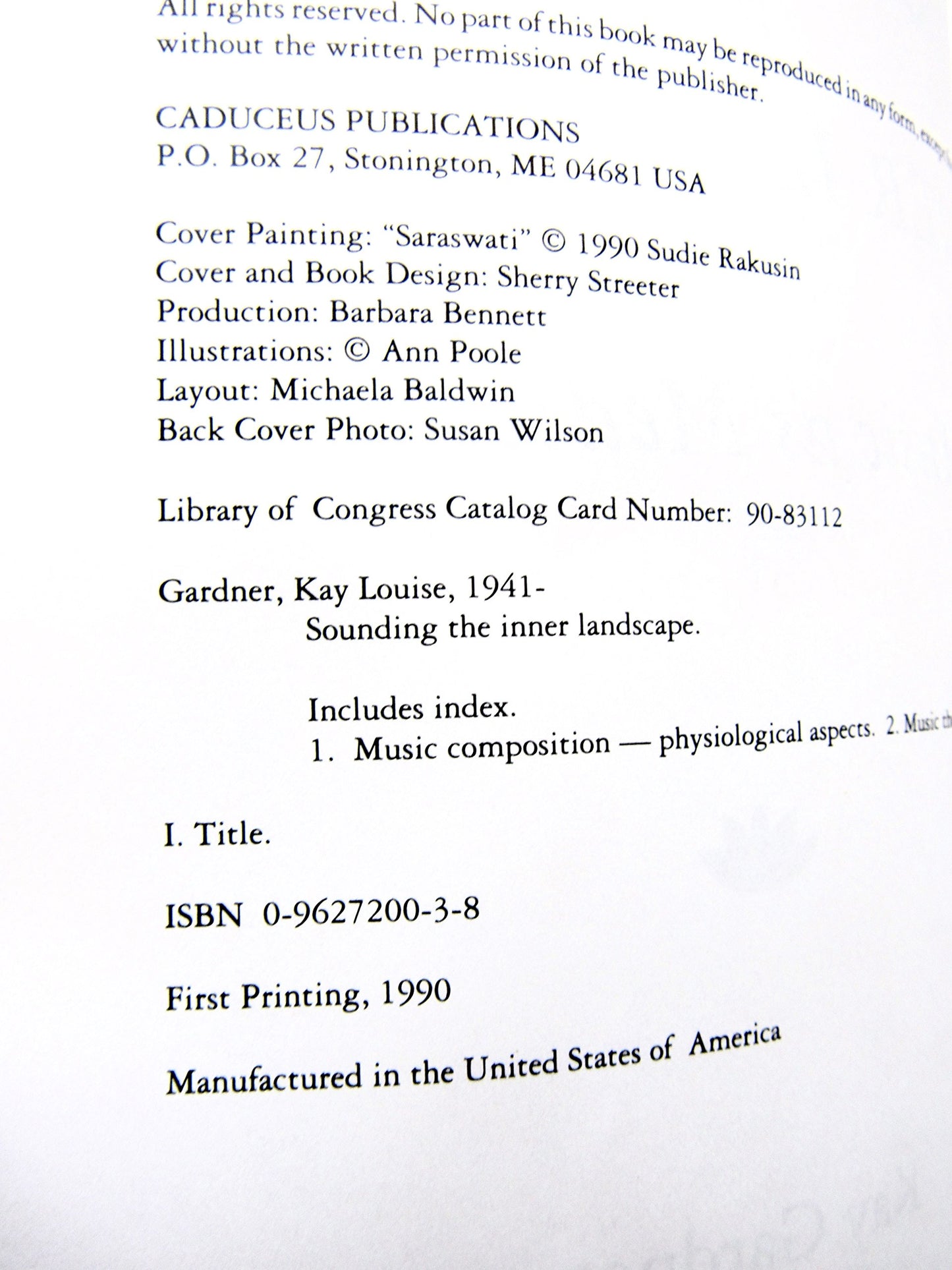 Sounding the Inner Landscape: Music As Medicine by Gardner,