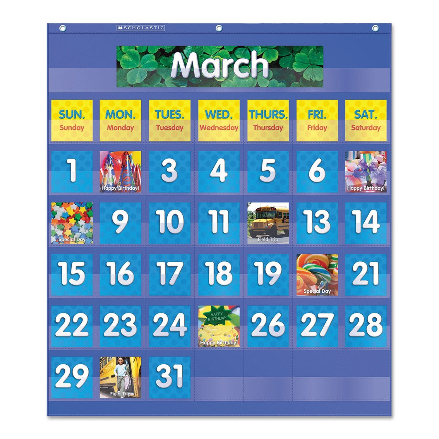 Monthly Calendar Pocket Chart, Blue
