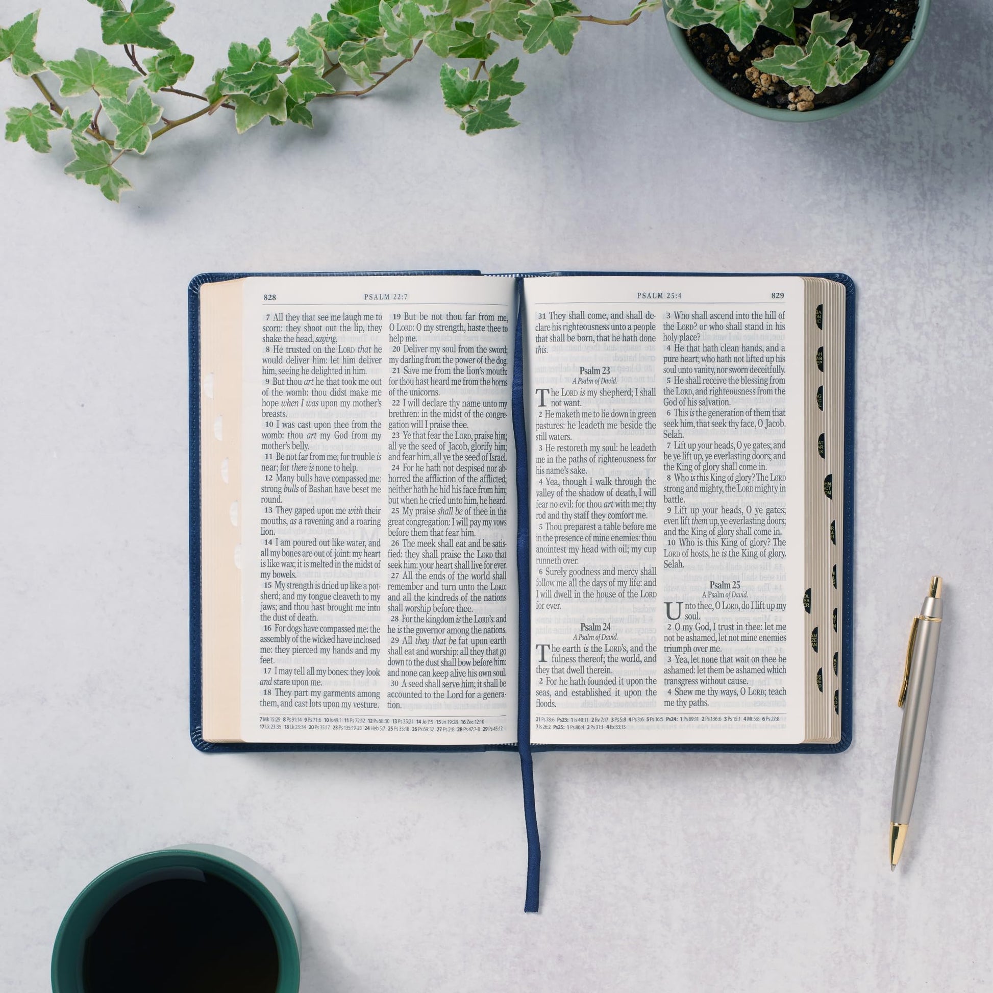 KJV Holy Bible, Giant Print Standard Size Faux Leather Red Letter Edition - Ribbon Marker, King James Version, Dark Blue (KJV Standard GP Editions)