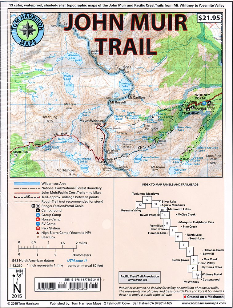 John Muir Trail Map-Pack: Shaded Relief Topo Maps (Tom Harrison Maps)