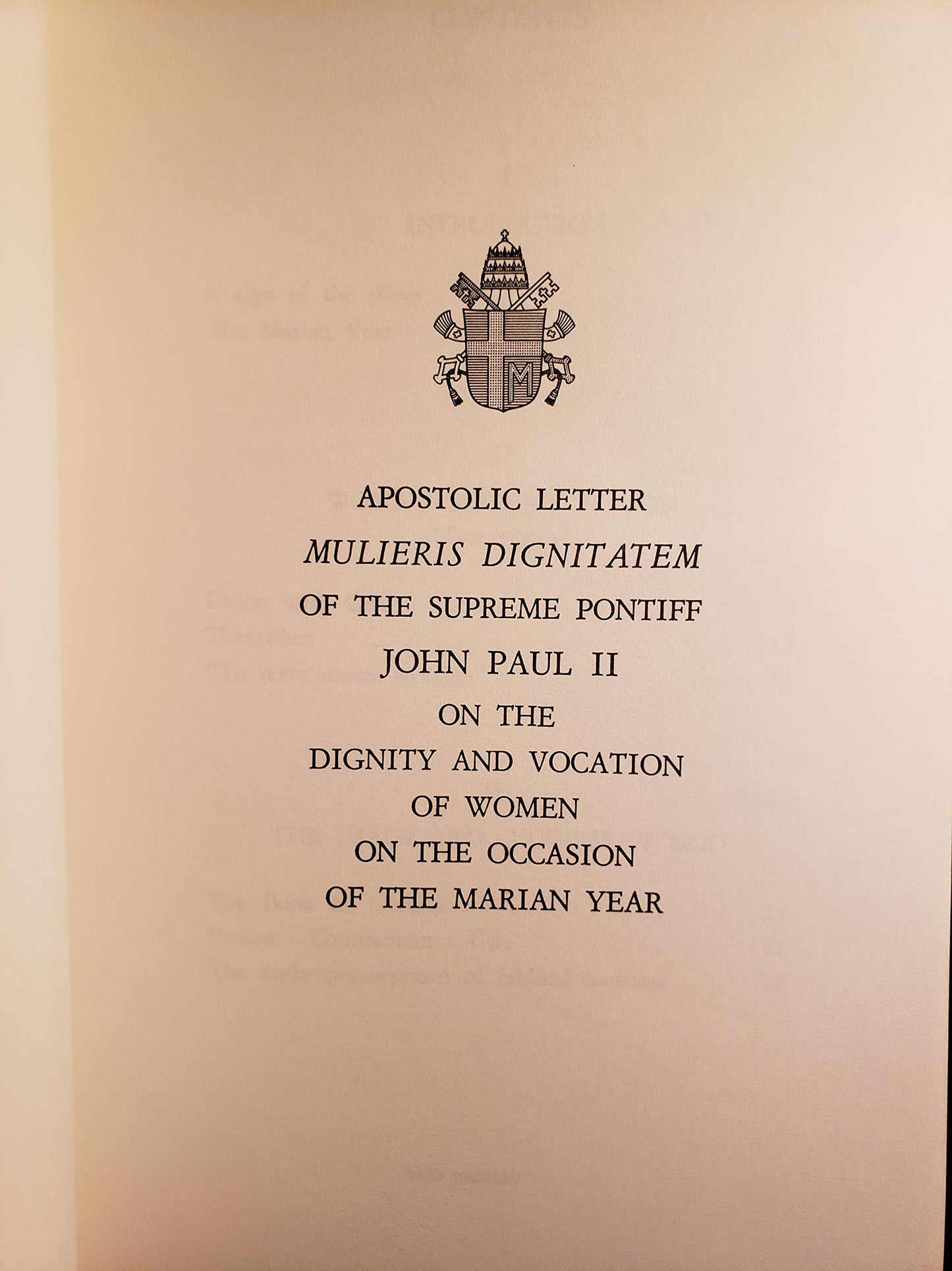 On the Dignity and Vocation of Women: Mulieris Dignitatem (Apostolic Letter of Pope John Paul II)