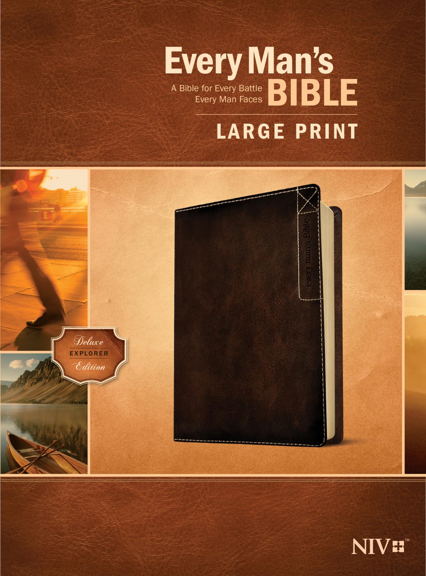 Every Mans Bible NIV, Large Print, Deluxe Explorer Edition (LeatherLike, Rustic Brown)
