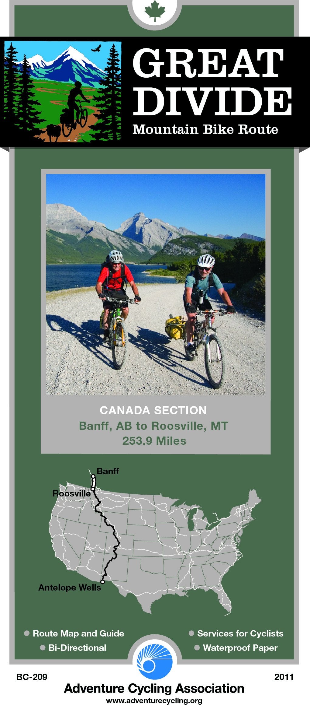 Great Divide Mountain Bike Route - Canada: Banff, Alberta - Roosville, Montana - 254 miles (Green Trails Maps)