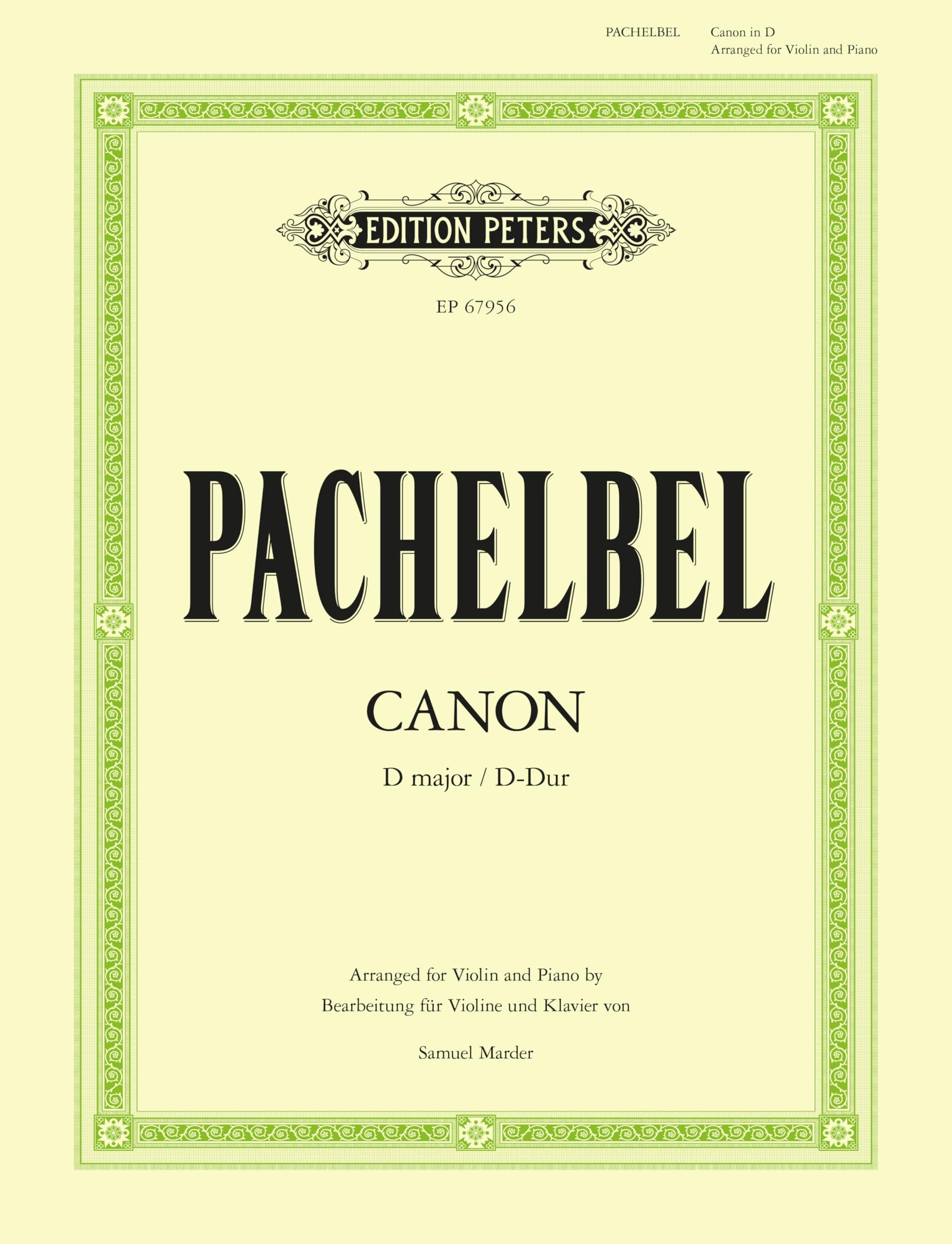 Canon in D (Arranged for Violin and Piano) (Edition Peters)