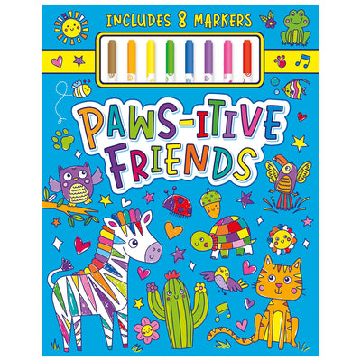 Paws-itive Friends Inspirational Coloring and Marker Activity Kit - Perfect for Ages 4 and Up - Coloring Book and Marker Activity Kit, Comes with 8 Markers