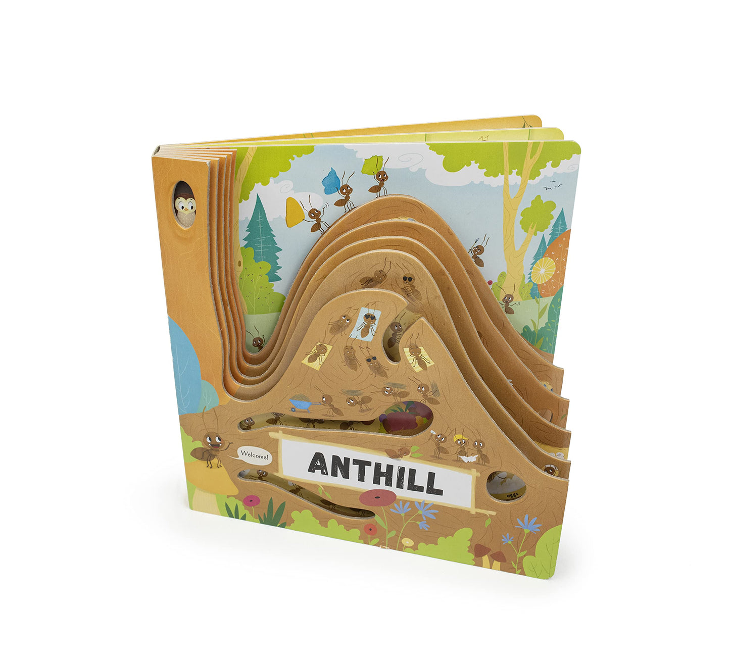 Discovering the Active World of the Anthill (Happy Fox Books) Board Book Teaches Kids Ages 3-6 about Ants, Digging More Deeply into a Hill with Every Page Turn - Fun Facts, Vocabulary Words, and More