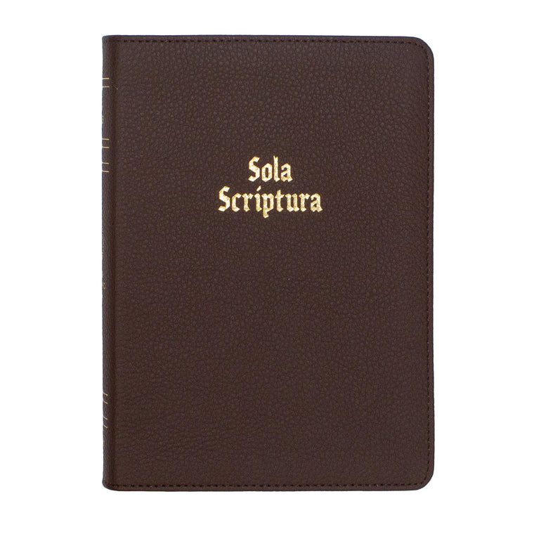 LSB Holy Bible, Portable Size, Brown Premium Genuine Leather (Cowhide) w/ Gold Foil Stamped Sola Scriptura: Legacy Standard Bible in a 2-Column Paragraph, Red Letters with 2 Ribbons & Gold Page Edges