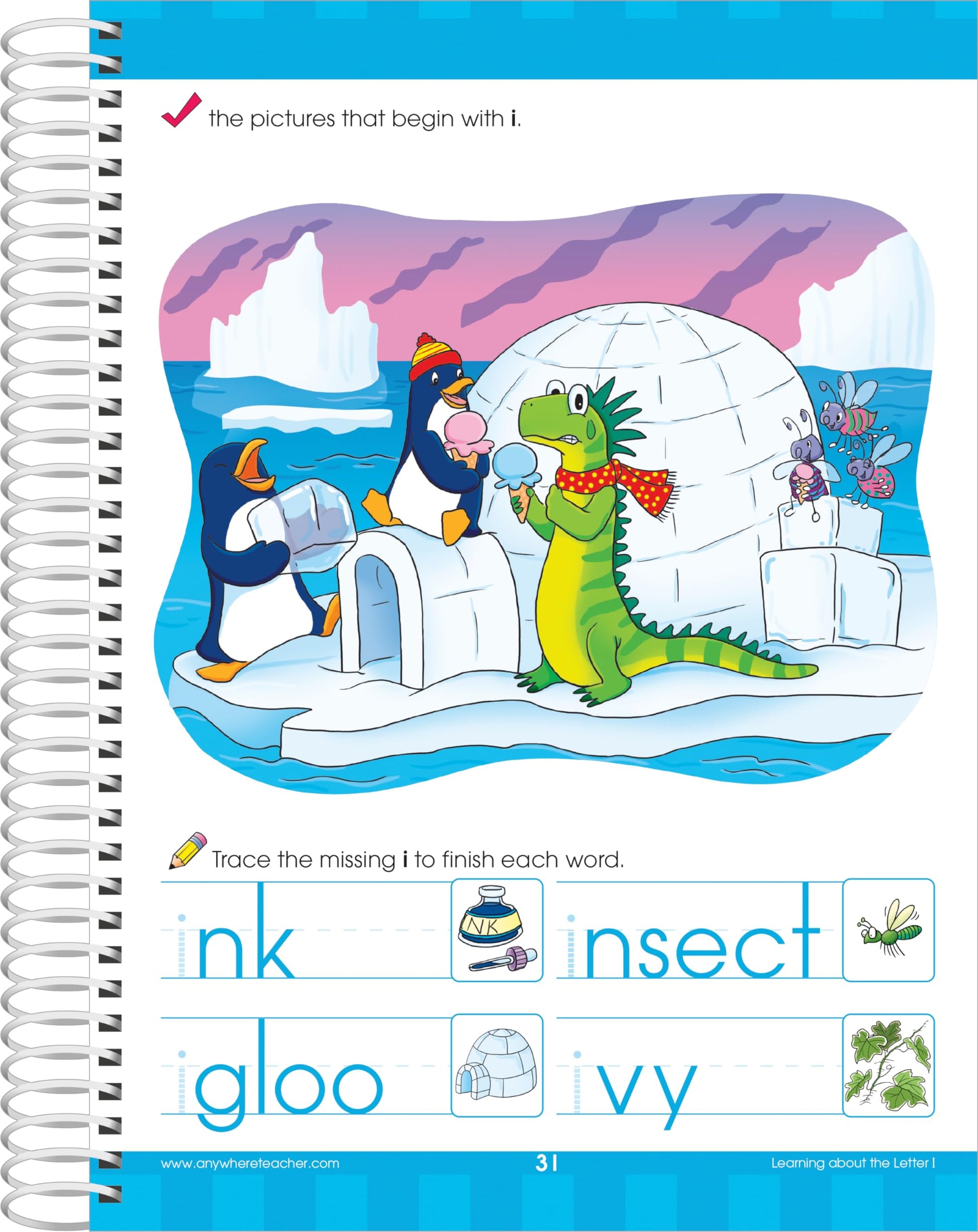 School Zone Big Kindergarten Workbook: 320 Spiral-Bound Pages, Early Reading and Writing, Numbers 0-20, Basic Math, Matching, Story Order, Ages 5-6