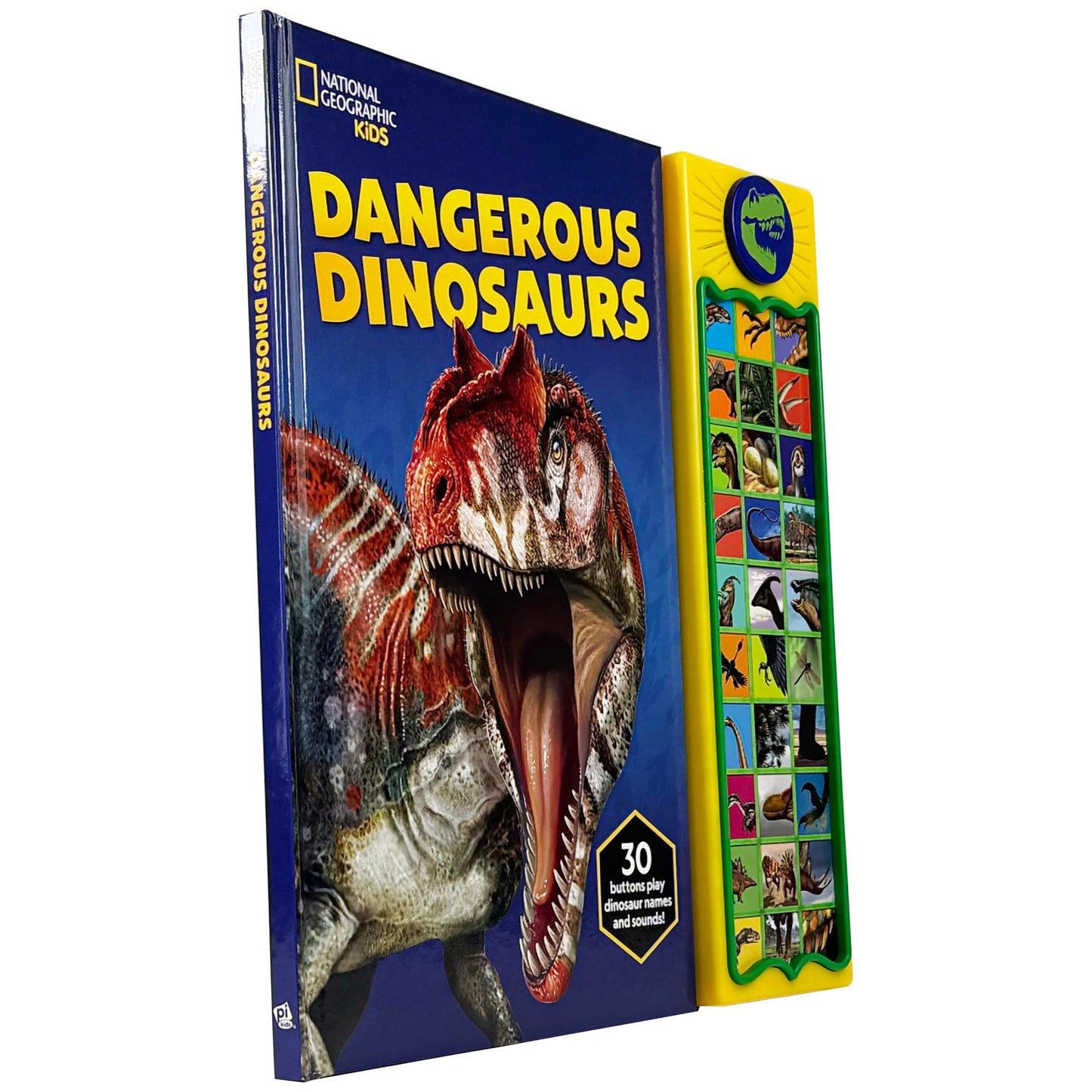 National Geographic Kids - Dangerous Dinosaurs 30-Button Animal Sound Book - Plays Dinosaur Names and Sounds - PI Kids