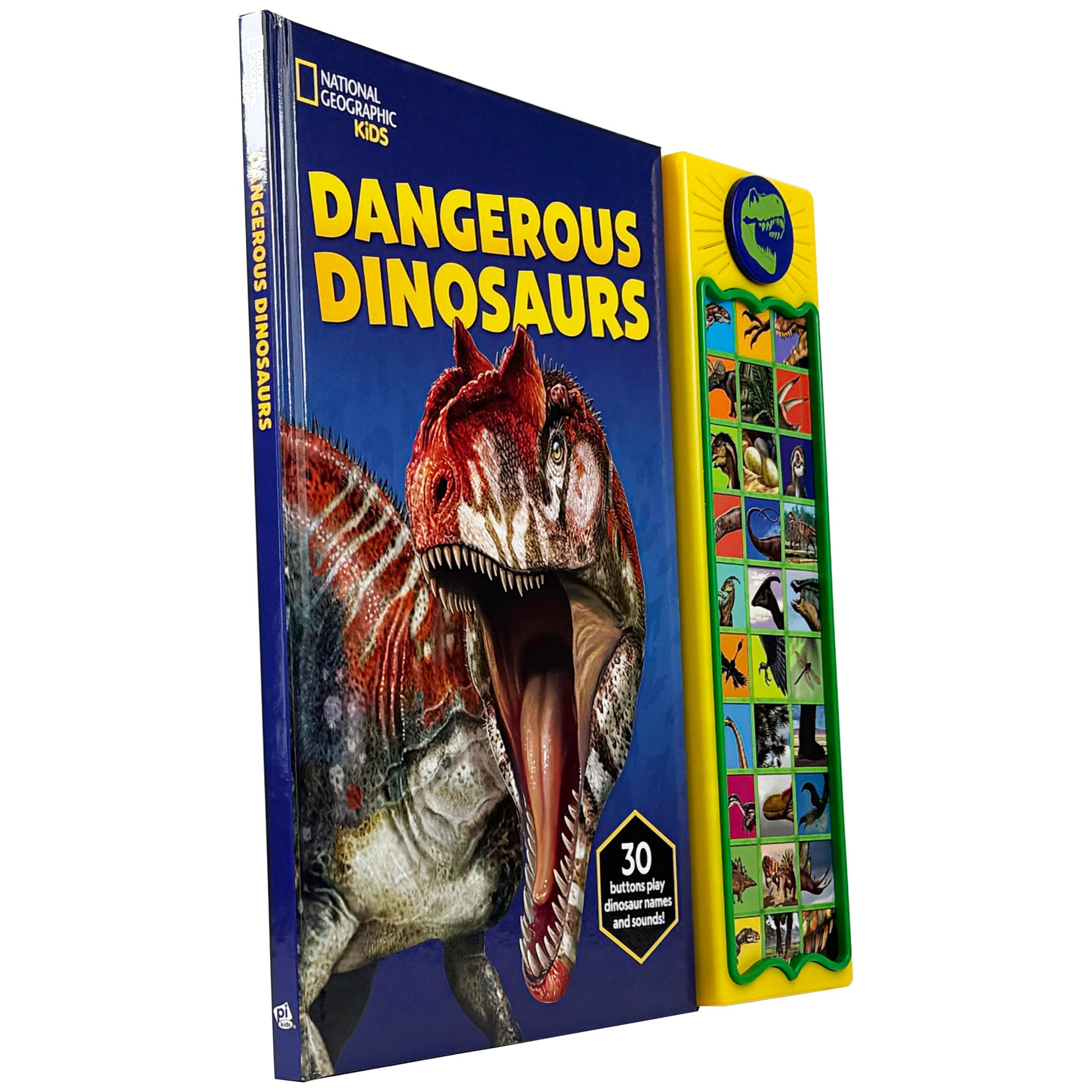 National Geographic Kids - Dangerous Dinosaurs 30-Button Animal Sound Book - Plays Dinosaur Names and Sounds - PI Kids