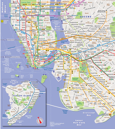 StreetSmart NYC Transit Map by VanDam-Laminated pocket size Transit map w/ subway, bus, ferry and train lines plus attractions in the Five Boros of ... Staten Island, 2024 Edition Map - Folded Map