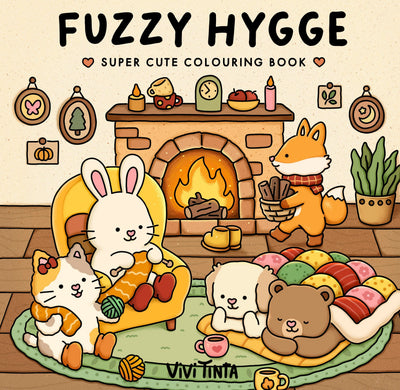 Fuzzy Hygge: Cute and Cozy Coloring Book for Adults & Teens Featuring Adorable Animals Characters for Stress Relief (Fuzzy Friends Coloring)
