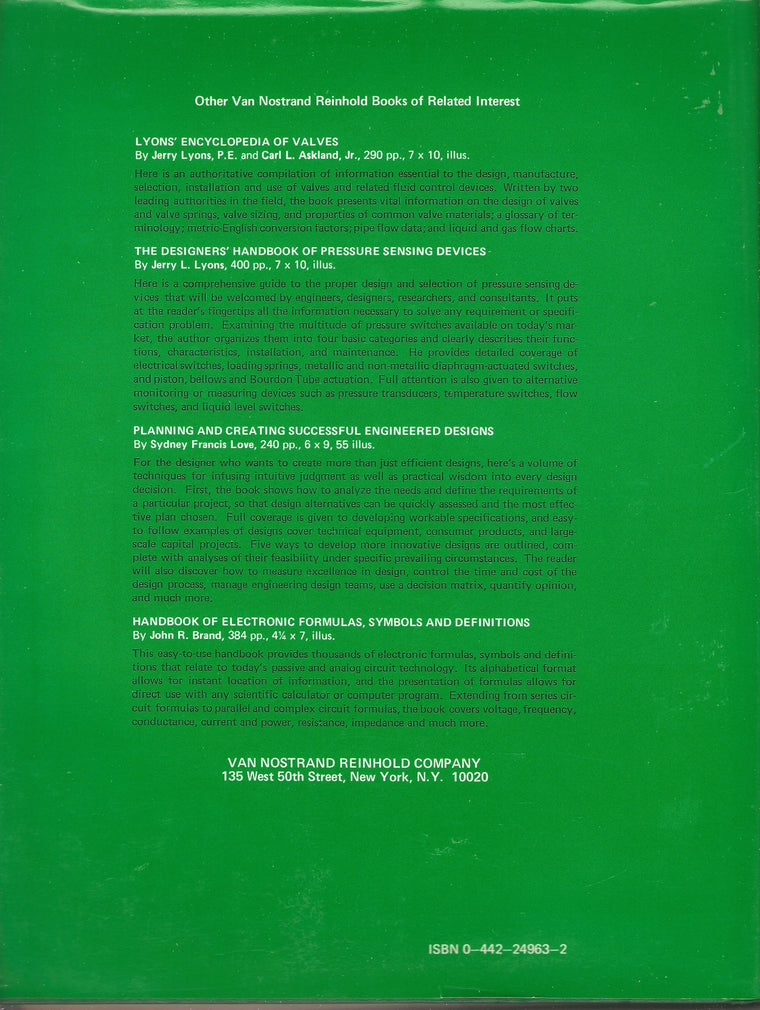 Lyons' Valve Designer's Handbook — back cover