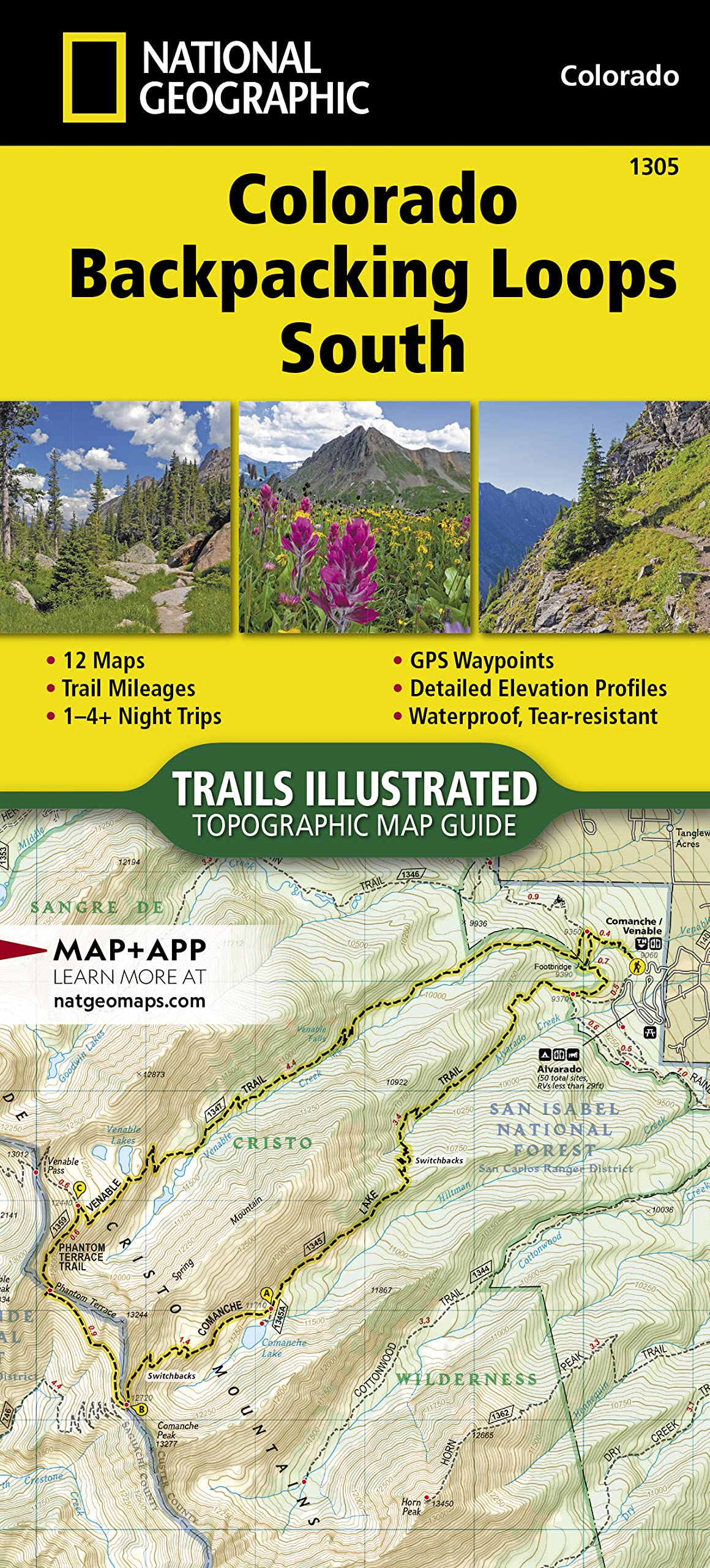 Colorado Backpack Loops South Map (National Geographic Topographic Map Guide, 1305)