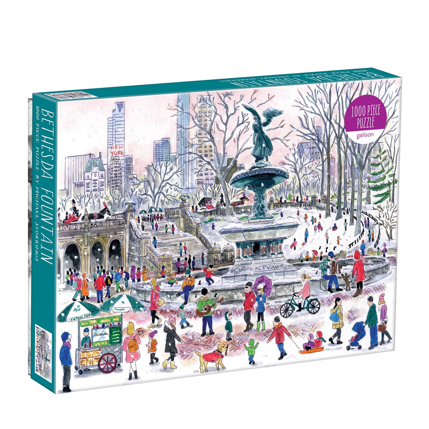 Galison Michael Storrings Bethesda Fountain Jigsaw Puzzle,27 x 20''Illustrated Art Puzzle with Scene from a Central Park Landmark Challenging Family Friendly Fun Indoor Activity,Multicolor