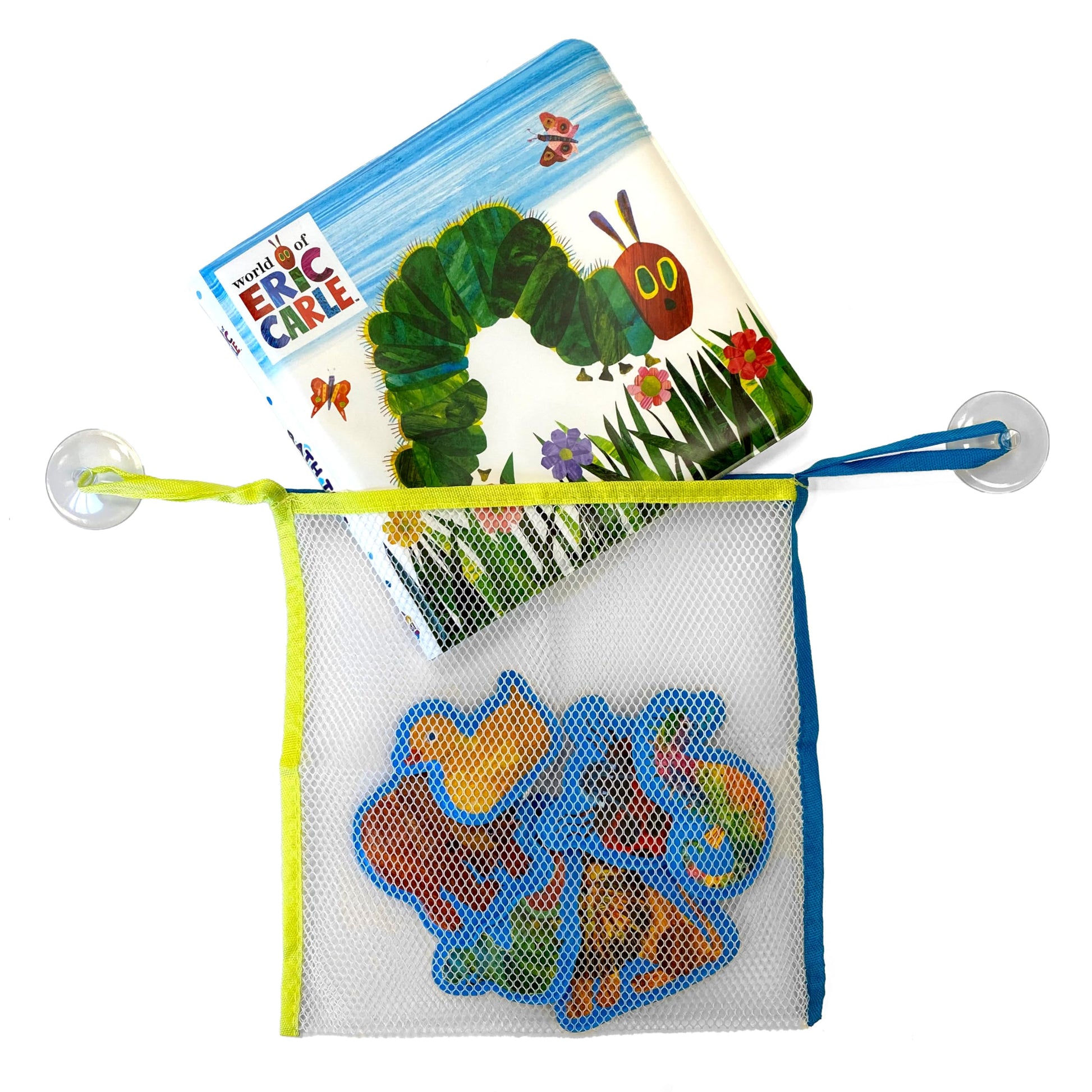 The World of Eric Carle Bath Time Books - Activity Books for kids, Bath book, 6 Padded suction cups, 1 Mesh bag