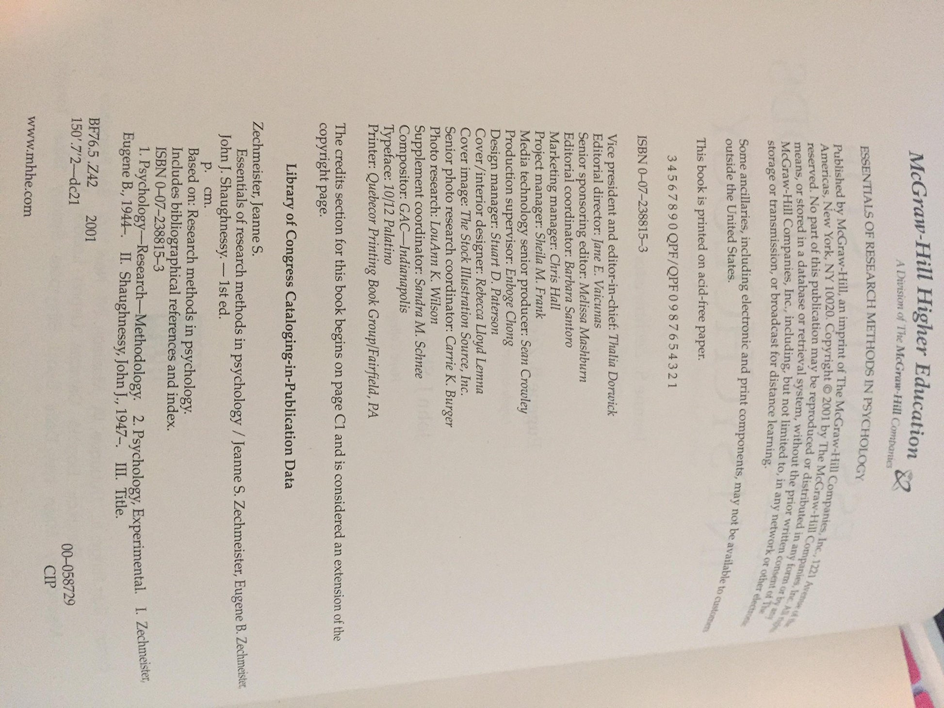 Essentials of Research Methods in Psychology