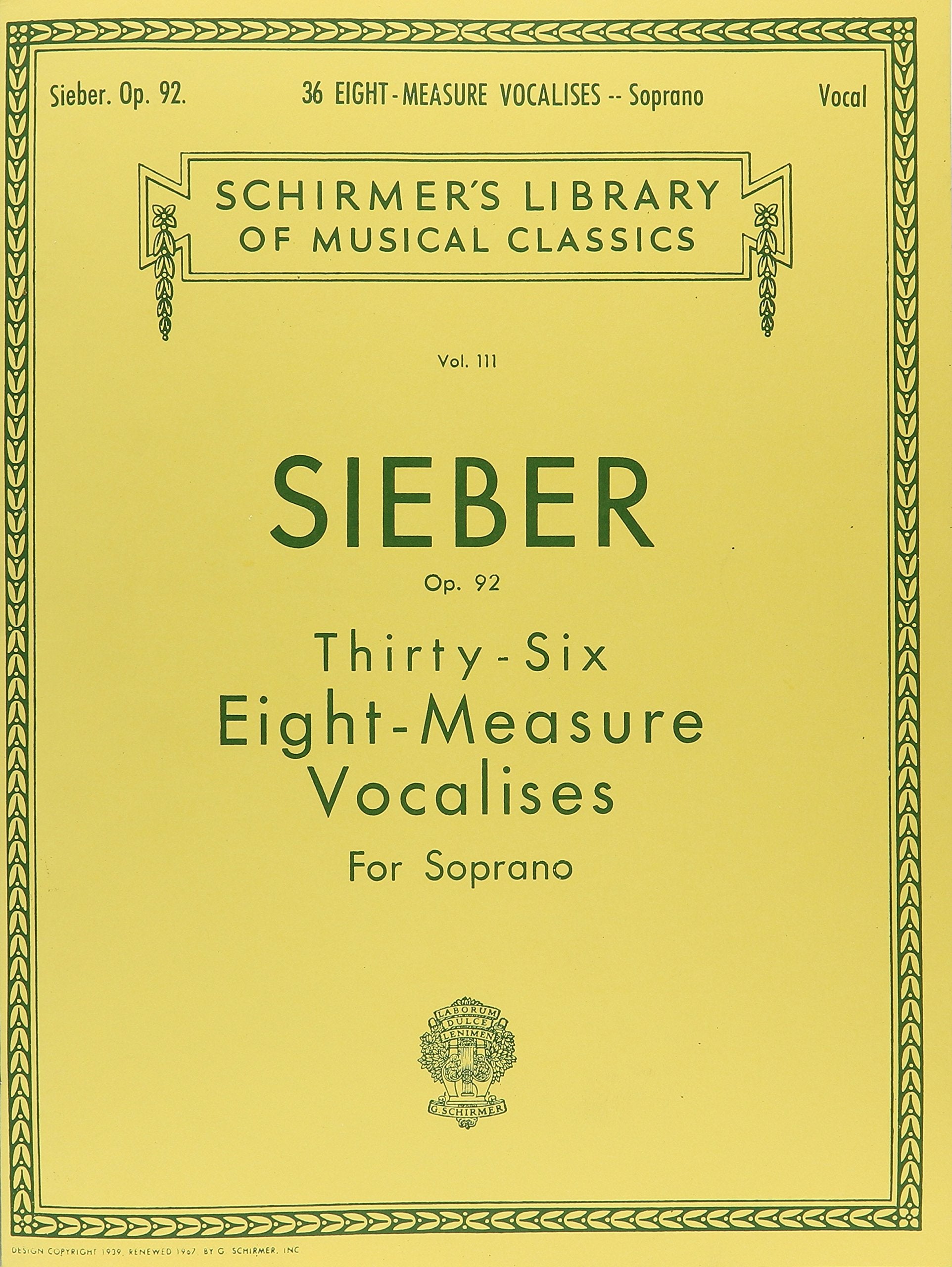 36 Eight-Measure Vocalises for Soprano, Op. 92