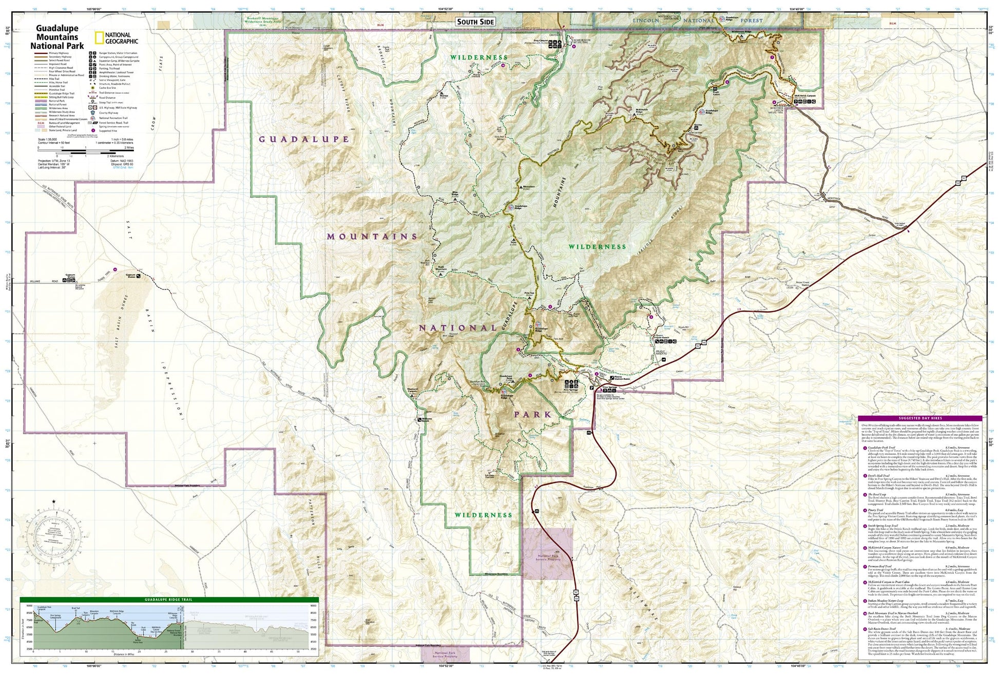 Guadalupe Mountains National Park Map (National Geographic Trails Illustrated Map, 203)