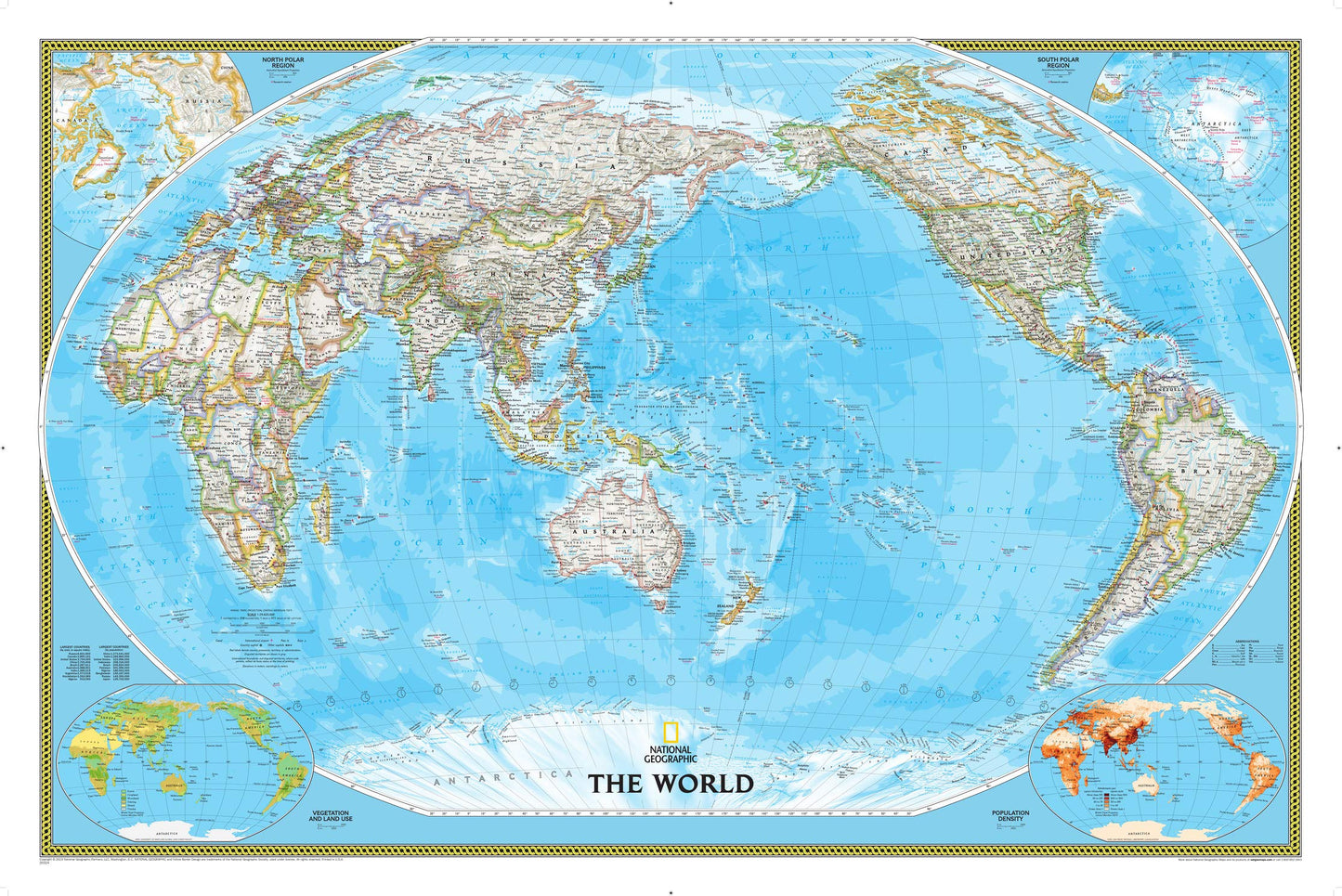 National Geographic World, Pacific Centered Wall Map - Classic - Laminated (46 x 30.5 in) (National Geographic Reference Map)