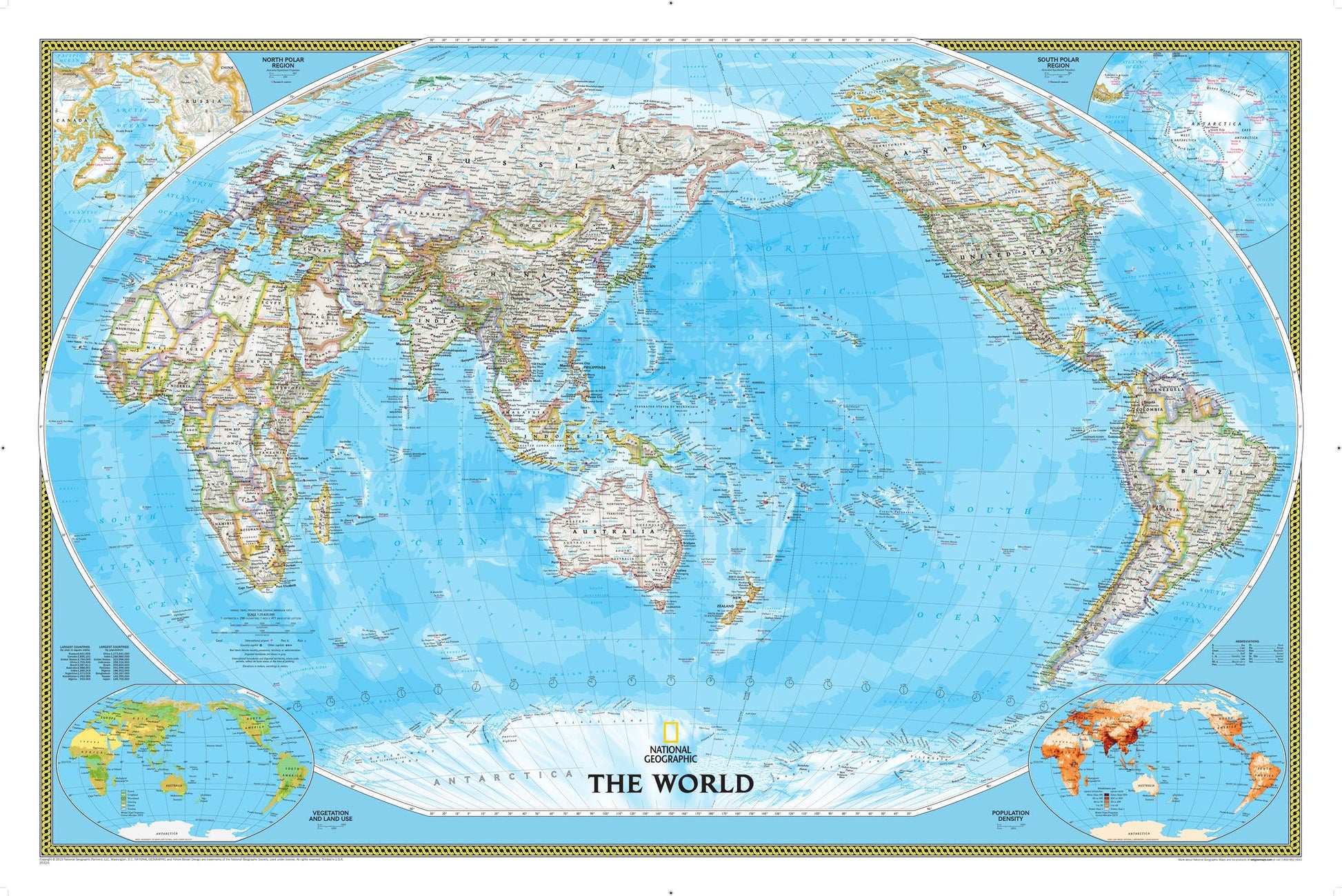National Geographic World, Pacific Centered Wall Map - Classic - Laminated (46 x 30.5 in) (National Geographic Reference Map)