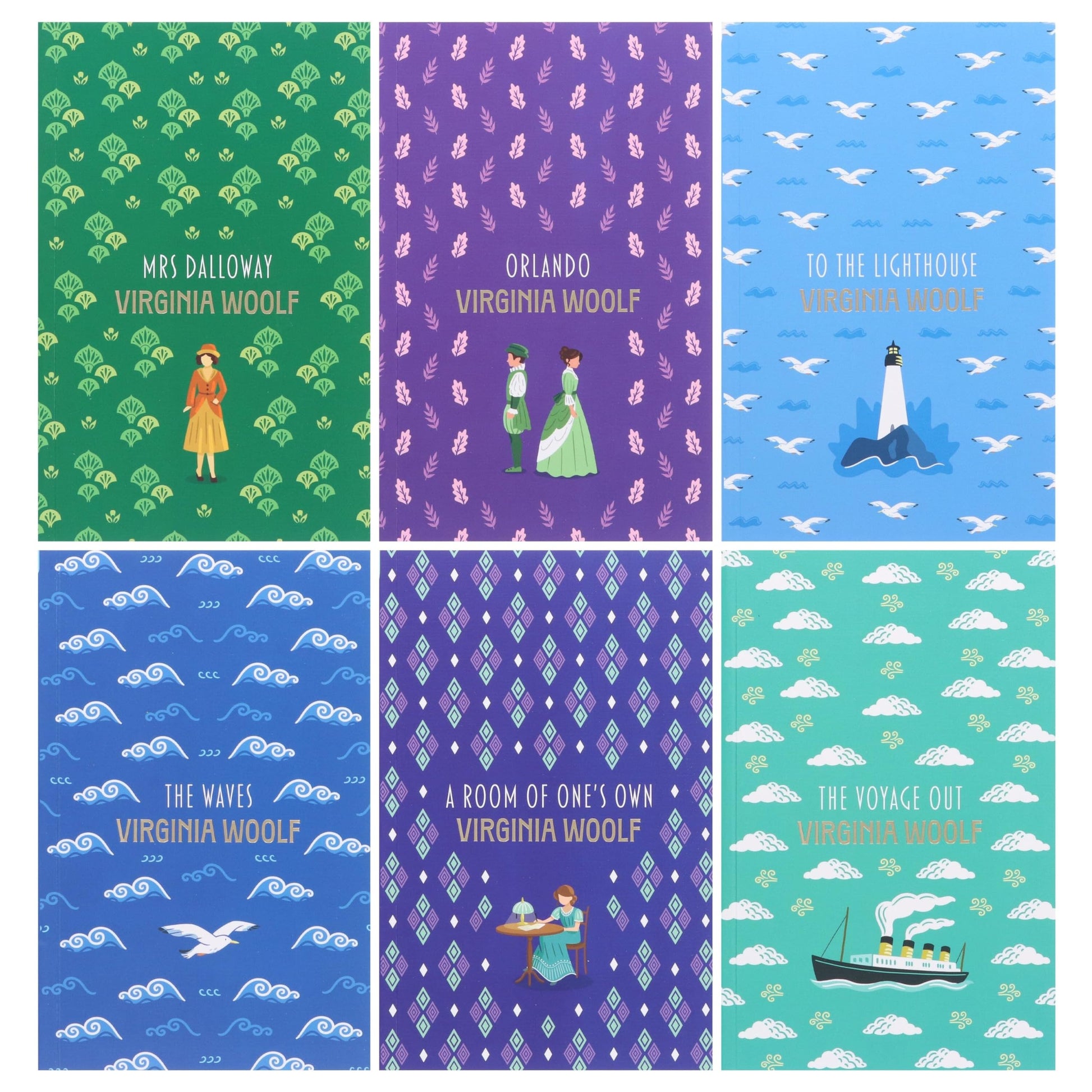 The Virginia Woolf Collection 6 Books set (A Room Of One's Own, Mrs Dalloway, Voyage out, The Waves, To The Lighthouse, Orlando)