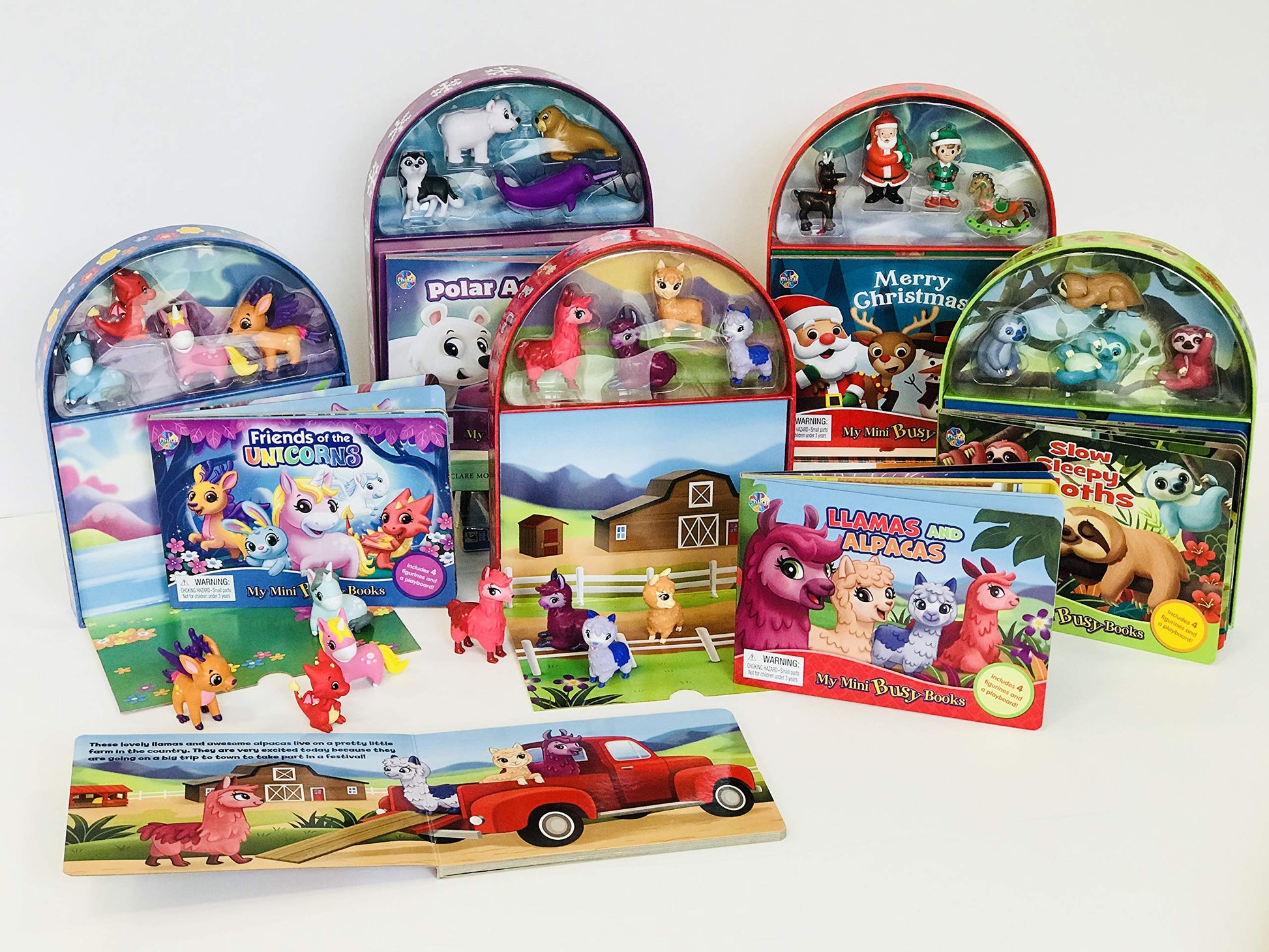 Phidal Farmyard Farms My Mini Busy Books - Activity Books for kids, 10-page storybook, 4 figurines, a foldable play mat