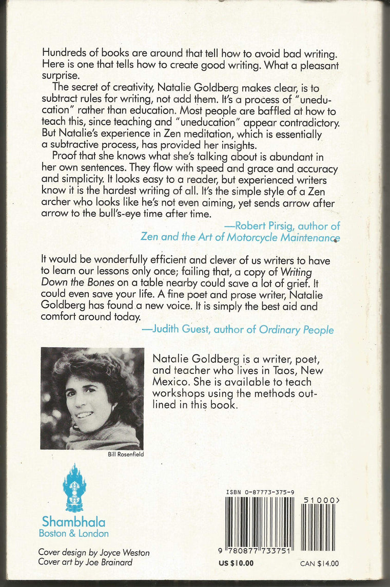 Writing Down the Bones: Freeing the Writer Within — back cover