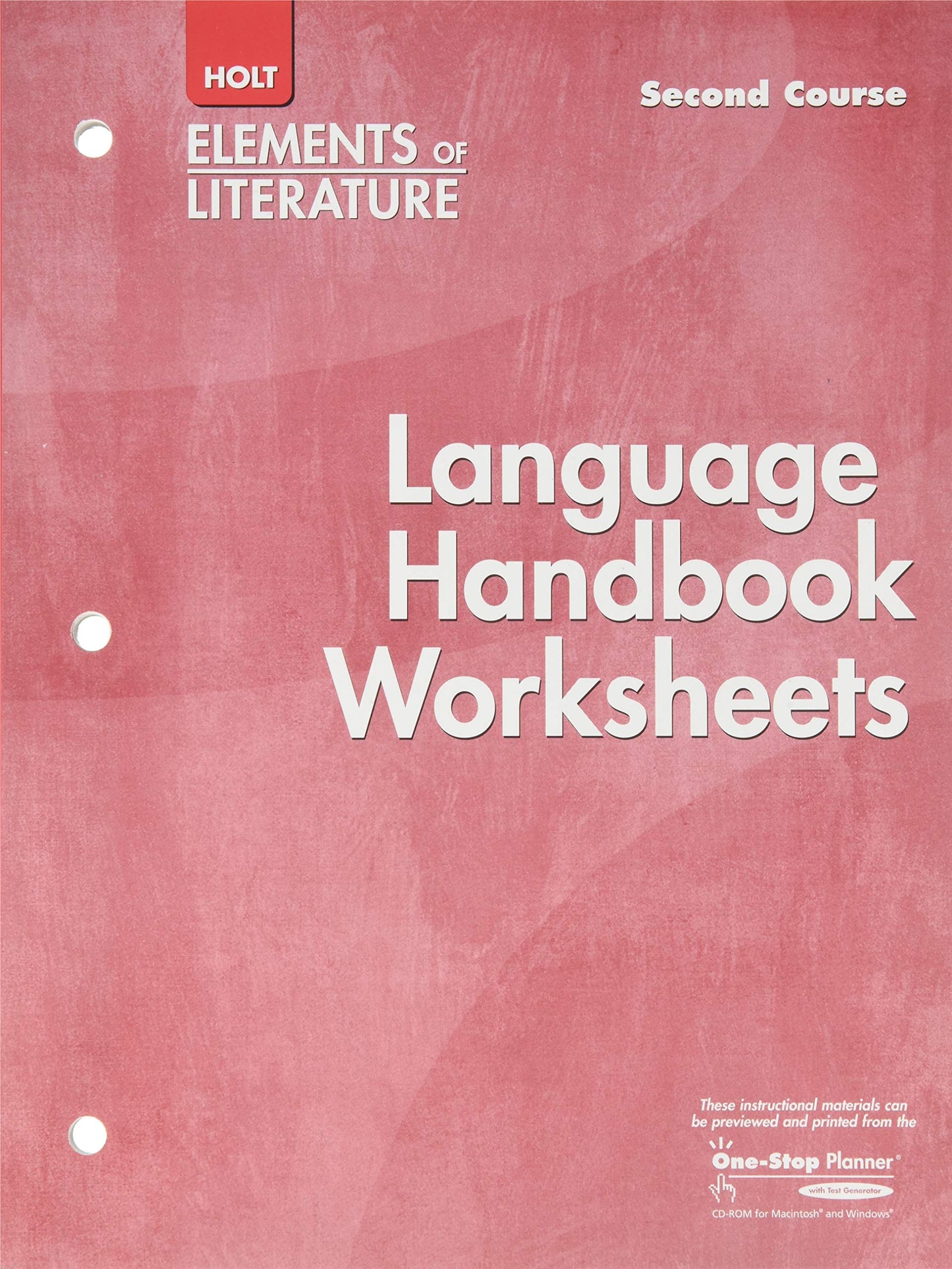 Language Handbook Worksheets Holt Elements of Literature Second Course Grade 8