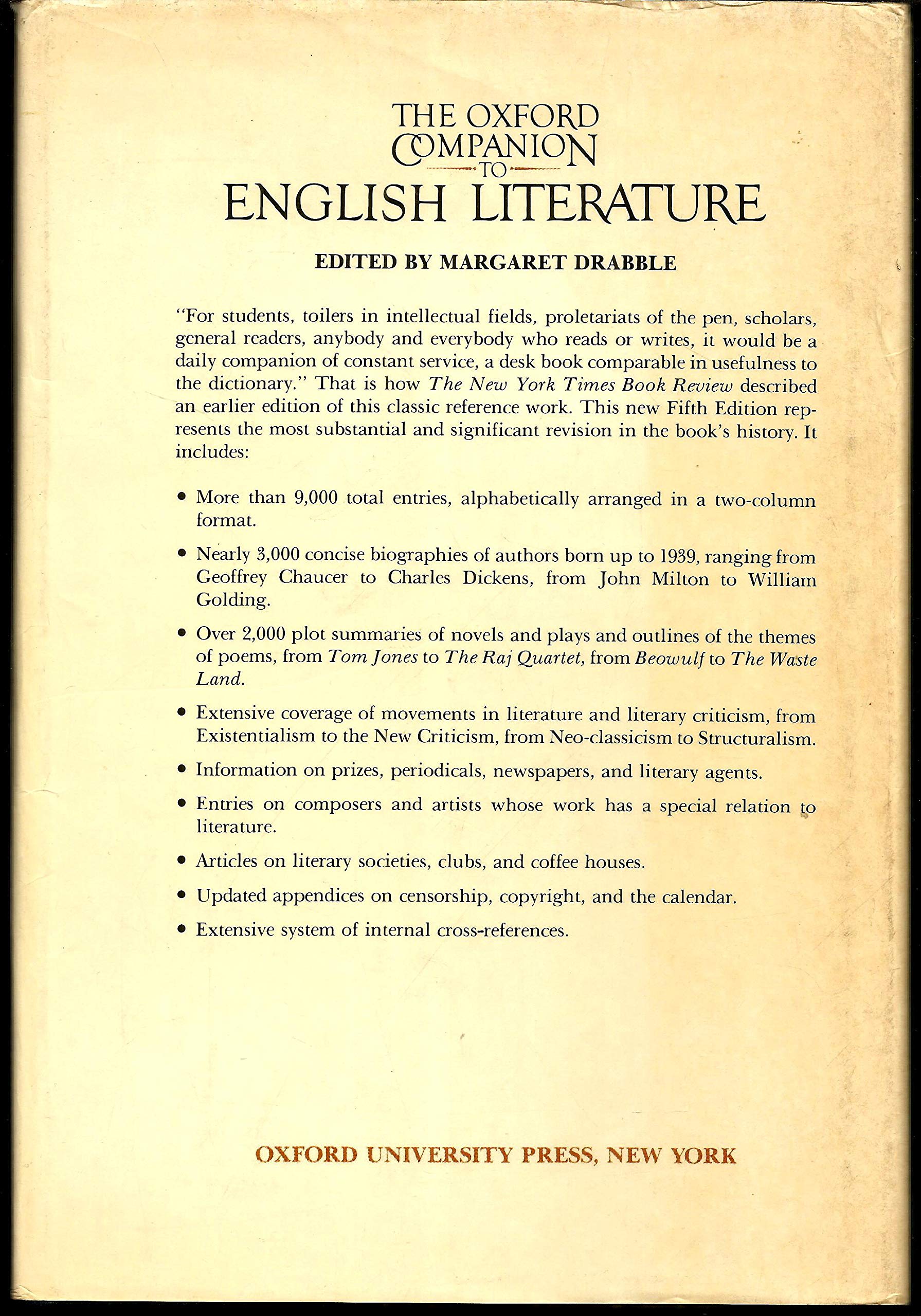 The Oxford Companion to English Literature, Fifth Edition