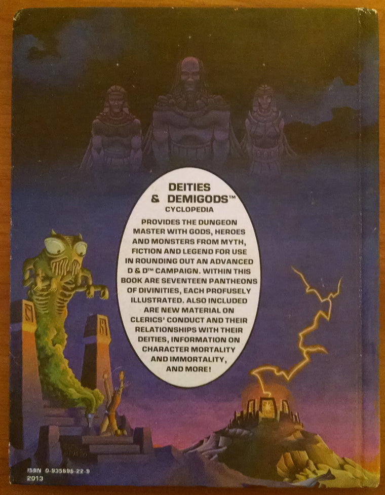 Deities & Demigods: Cyclopedia of Gods and Heroes from Myth and Legend (Advanced Dungeons and Dragons) — back cover