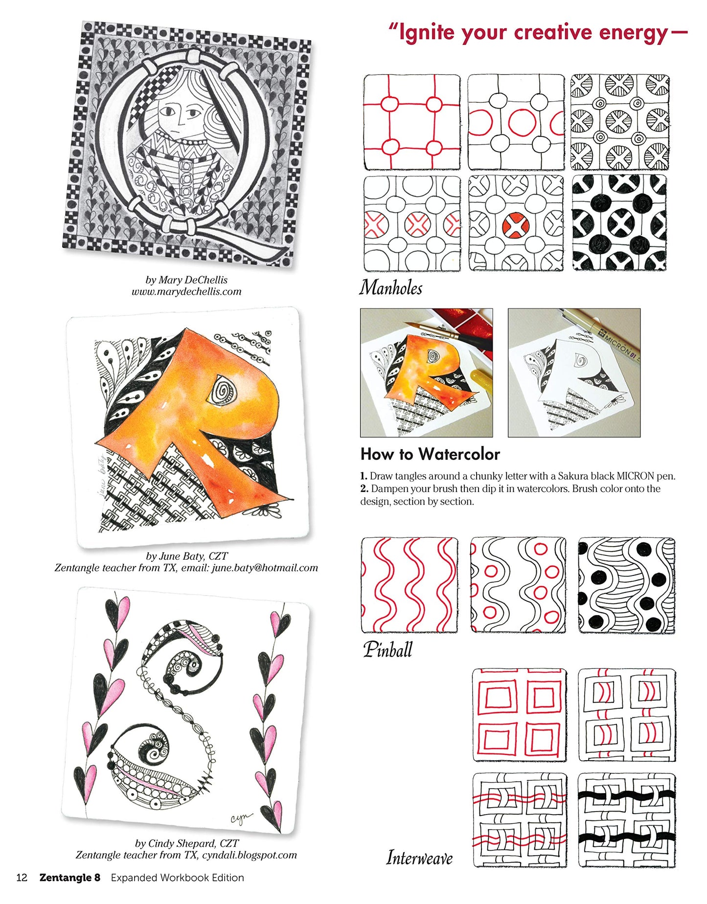 Zentangle 8, Expanded Workbook Edition: Monograms, Alphabets, and 40 All-New Tangles (Design Originals) How to Embellish Letters, Monograms, Cards, Stationery, Gifts, and More with Beautiful Designs