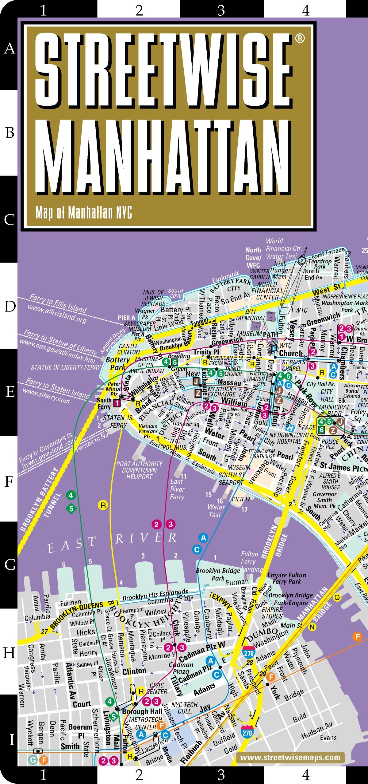 Streetwise Manhattan Map - Laminated City Street Map of Manhattan, New York - Folding pocket size travel map with subway map, bus map