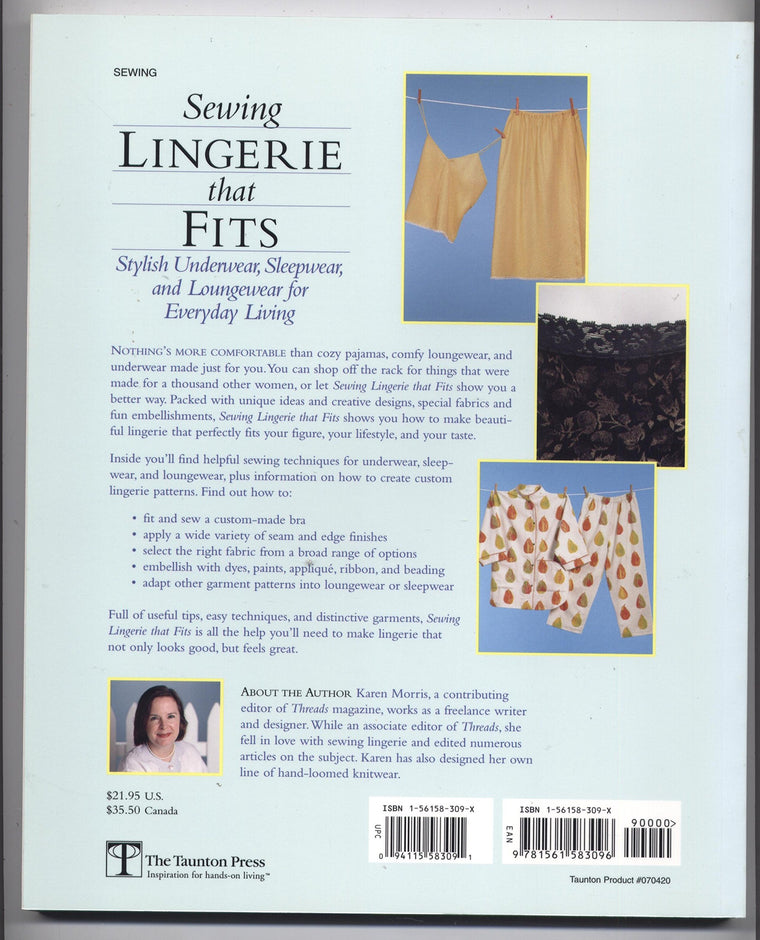 Sewing Lingerie That Fits: Stylish Underwear, Sleepwear and Loungewear for Everyday Living — back cover