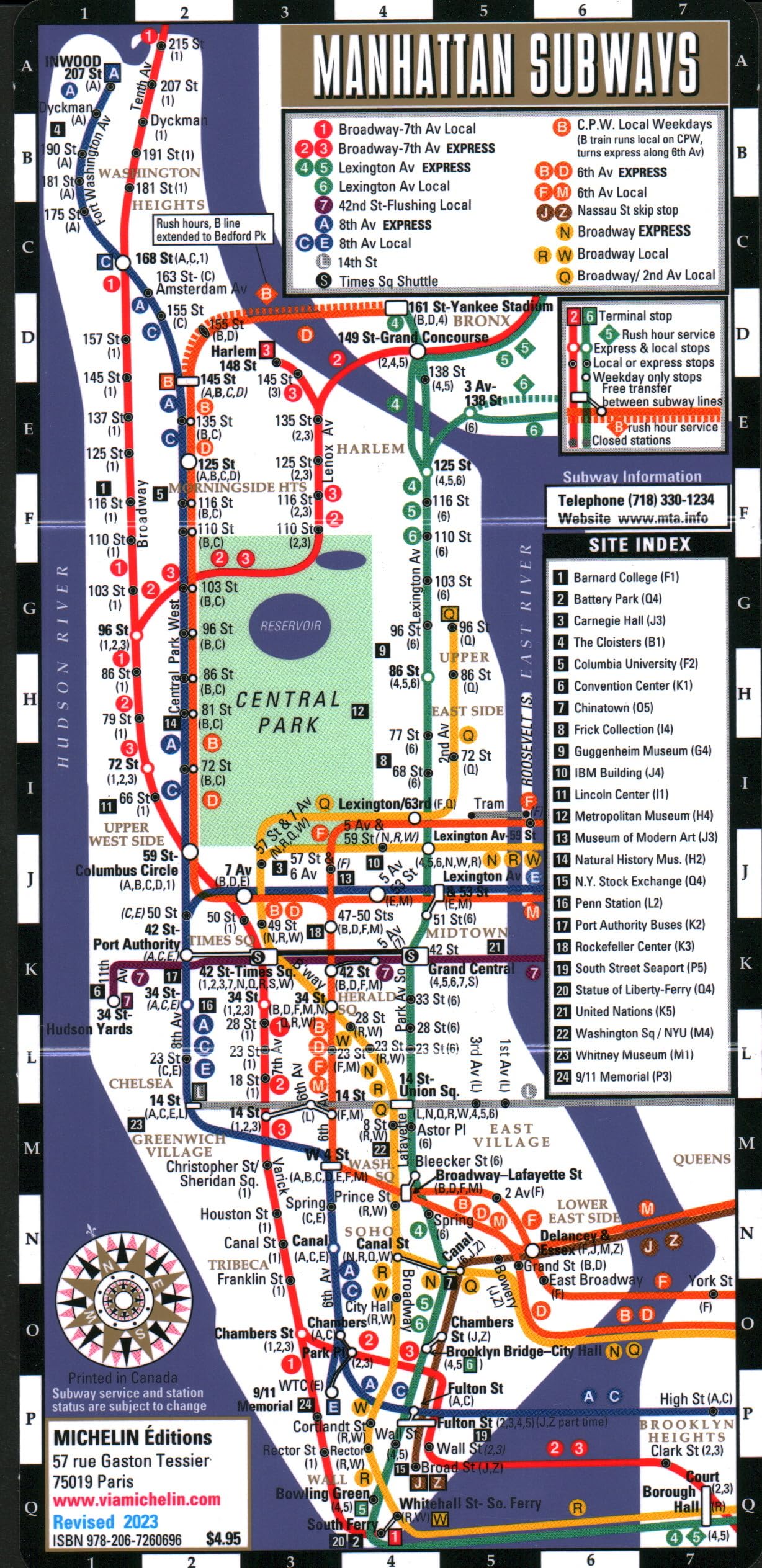 Streetwise Manhattan Bus Subway Map - Laminated Subway & Bus Map of Manhattan, New York (Michelin Streetwise Maps)