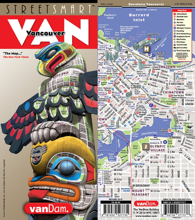 StreetSmart Vancouver Map by VanDam -- Laminated pocket size city street map to Vancouver, Burnaby and Lower Mainland with all attractions, sights, museums, hotels, parks and ferries, 2016 Edition