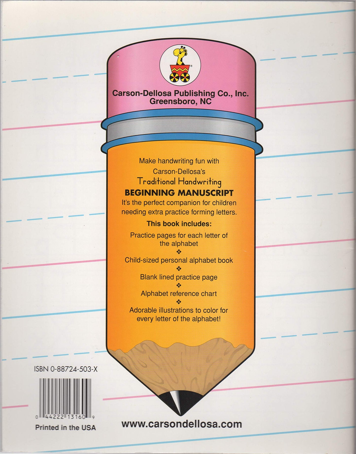 Carson Dellosa Traditional Handwriting: Beginning Manuscript, Grades K - 2 Resource Book