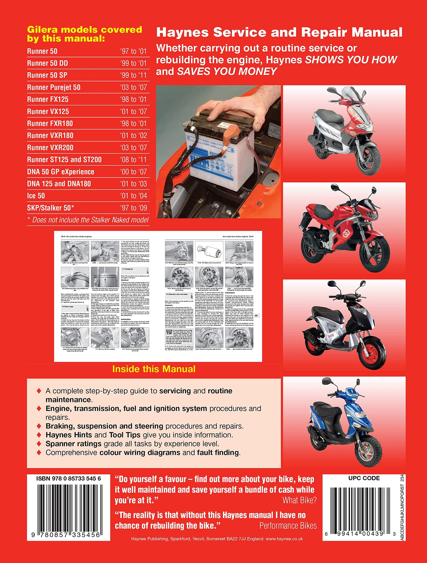 Gilera Runner, DNA, Ice & SKP/Stalker (97 - 11) Haynes Repair Manual (Paperback)