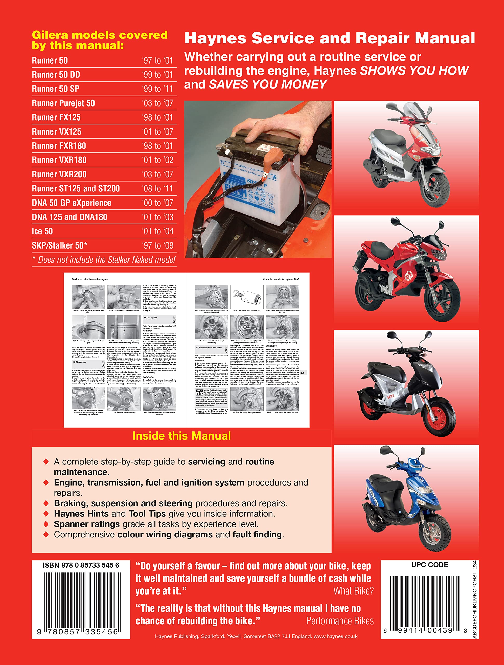 Gilera Runner, DNA, Ice & SKP/Stalker (97 - 11) Haynes Repair Manual (Paperback)
