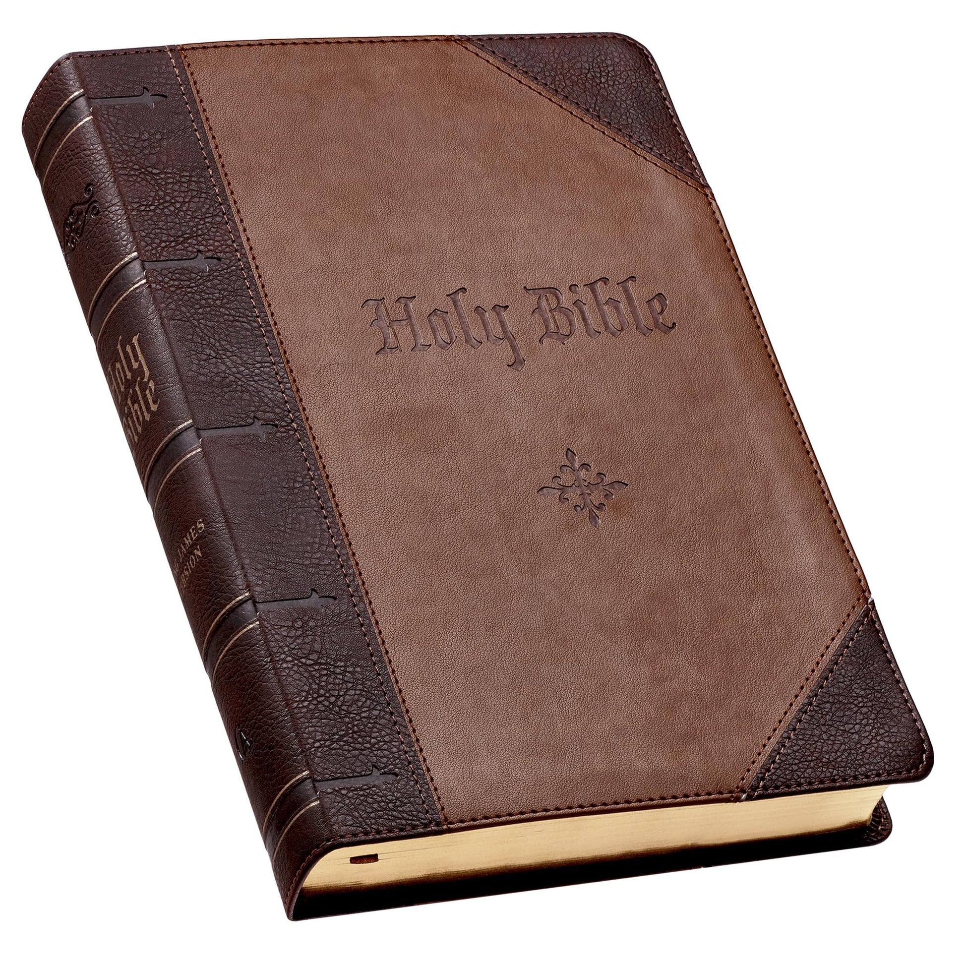 KJV Holy Bible, Giant Print Full-size Faux Leather Red Letter Edition - Thumb Index & Ribbon Marker, King James Version, Two-tone Brown (KJV Full Size GP Editions)