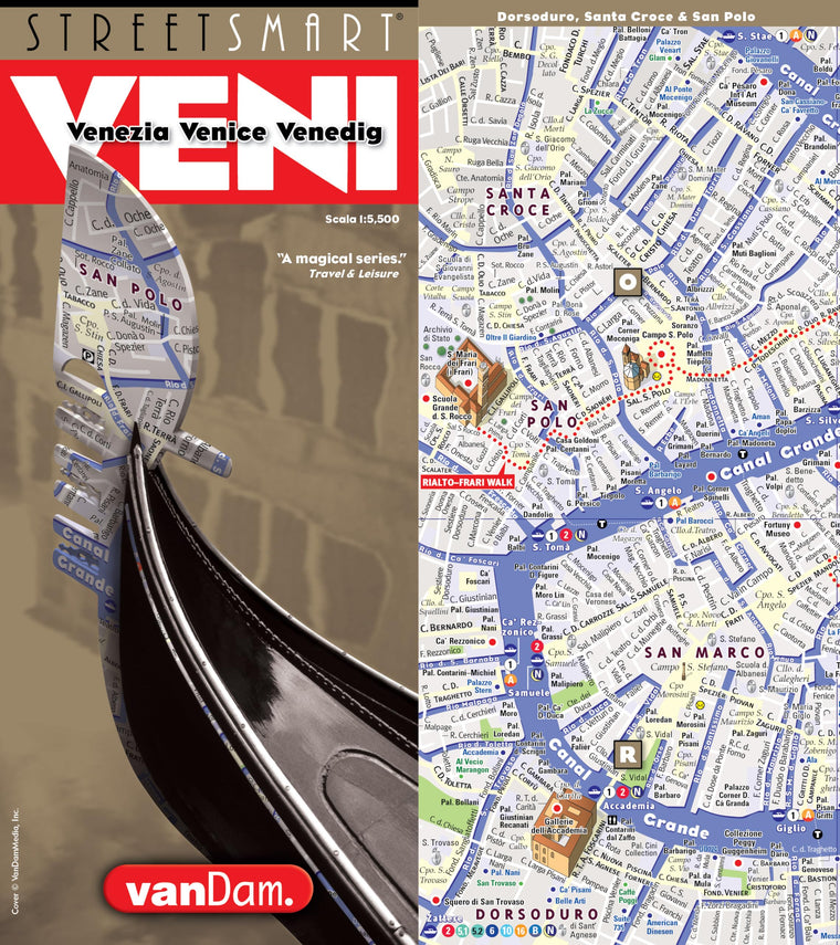 StreetSmart Venice Map by VanDam - Laminated, pocket sized City folding street and Vaporetto map to Venice, Italy with all attractions, museums, ... (English, Italian and German Edition)