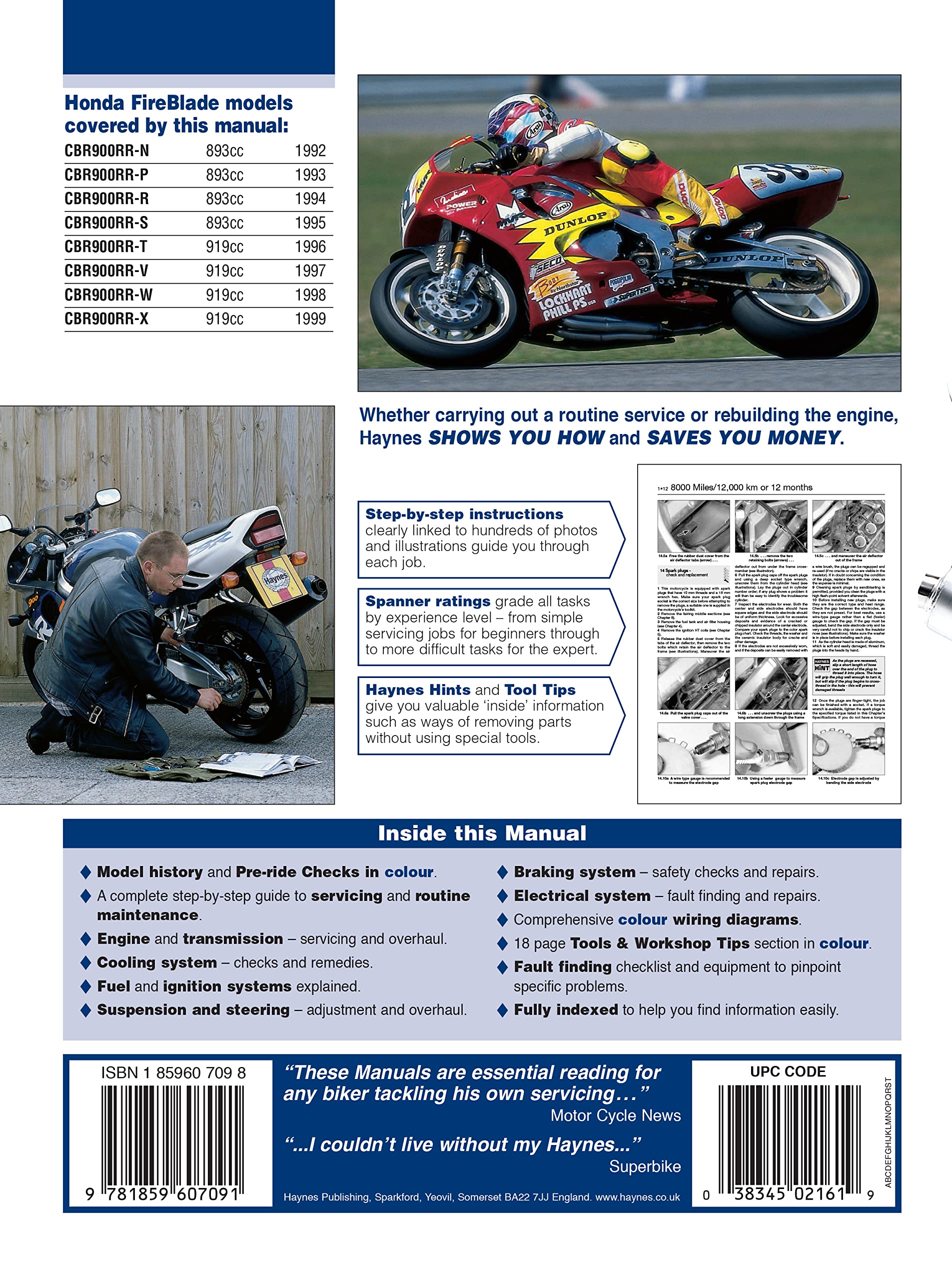 Honda CBR900RR FireBlade (92 - 99) Haynes Repair Manual (Paperback)