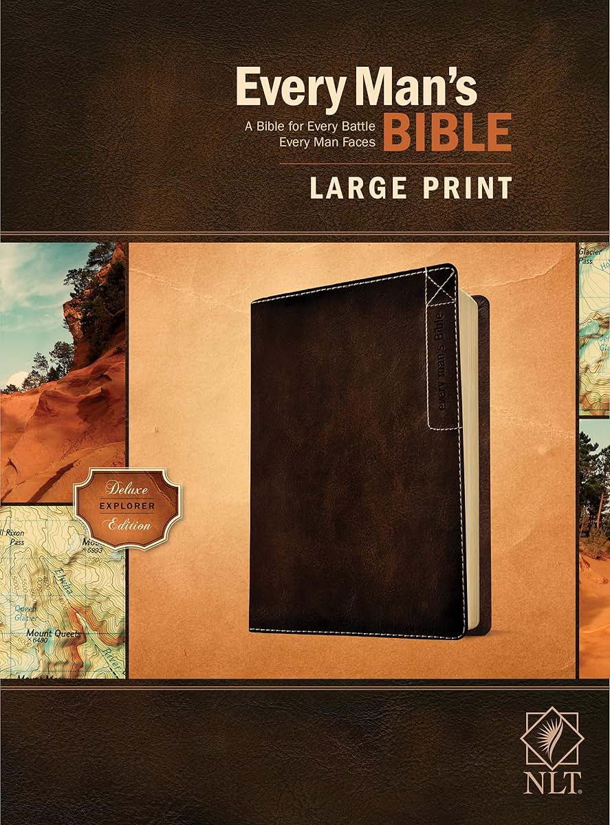 Every Man?s Bible NLT, Large Print, Deluxe Explorer Edition (LeatherLike, Rustic Brown)